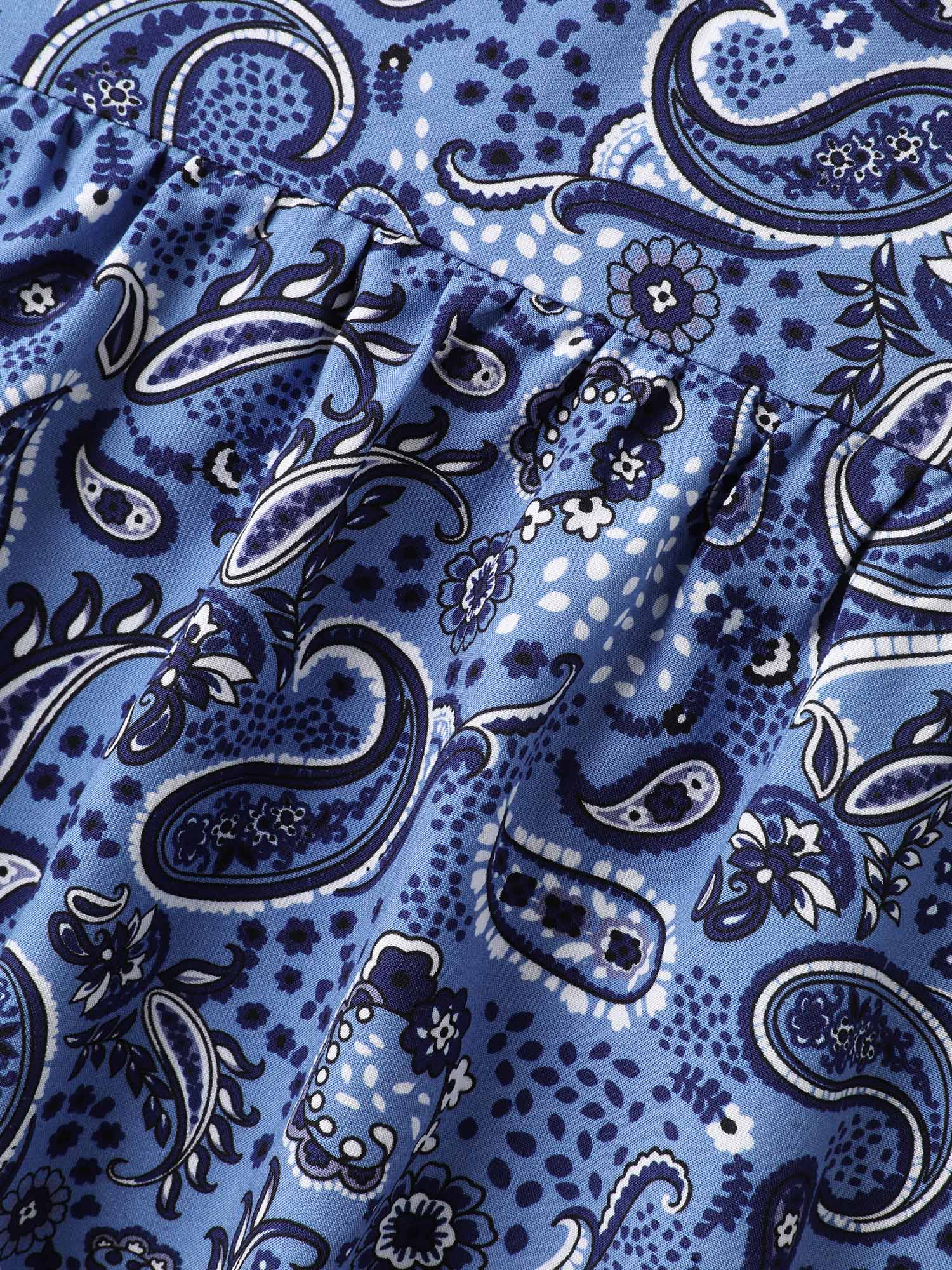 Paisley Print Tiered Hem Wide-Leg Pants - Image 7