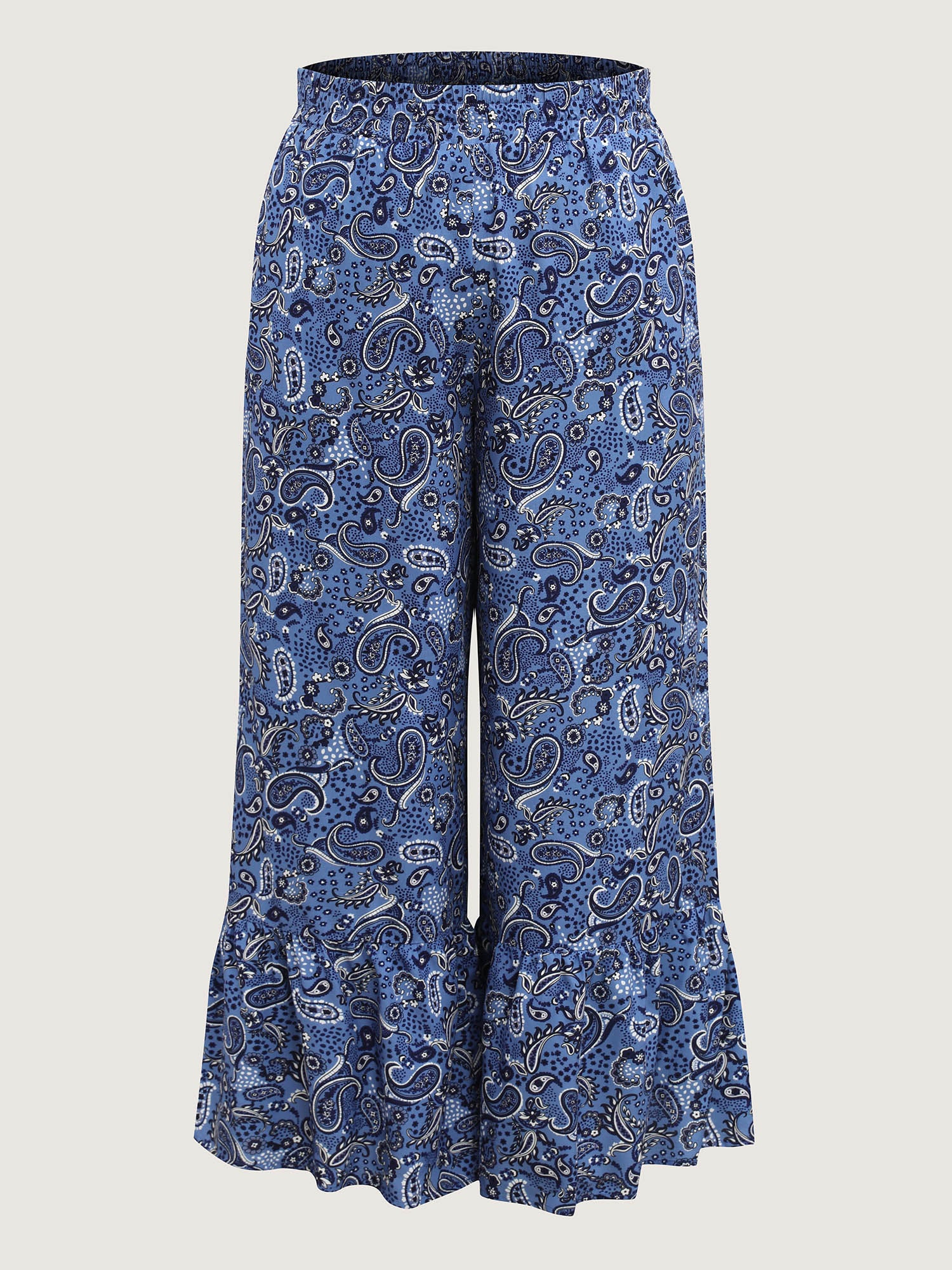 Paisley Print Tiered Hem Wide-Leg Pants - Image 8