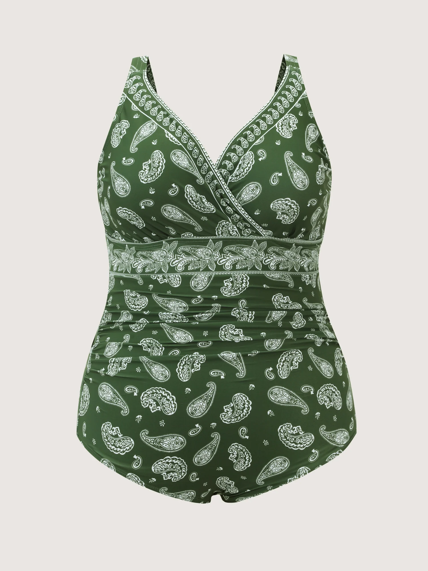 Paisley Print Tummy-Control Pleats One-Piece Swimsuit - Image 7