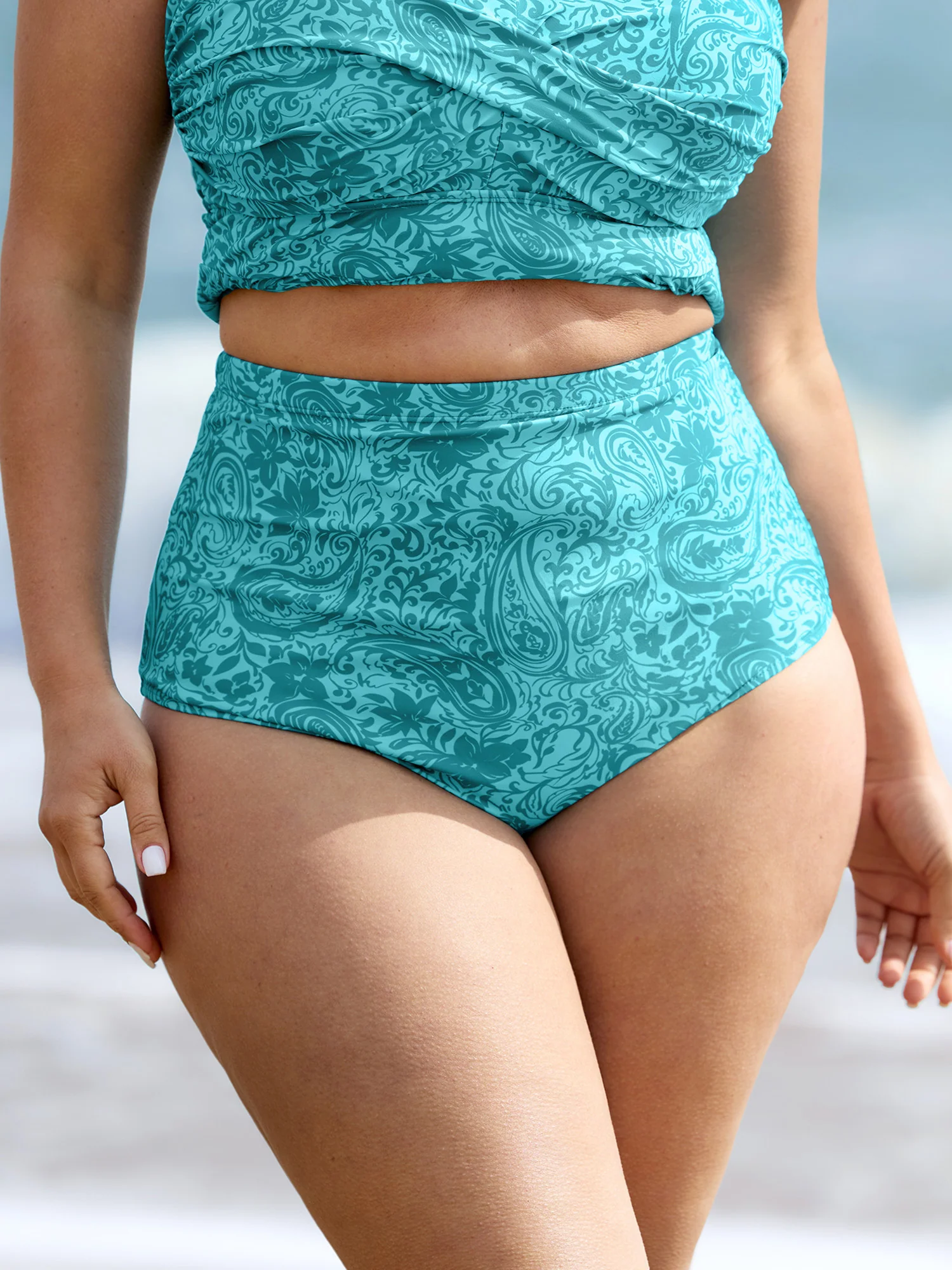 Paisley Print Twist Front Swim Dress - Image 20
