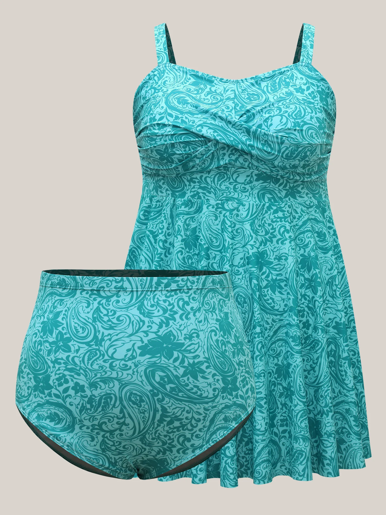 Paisley Print Twist Front Swim Dress - Image 28