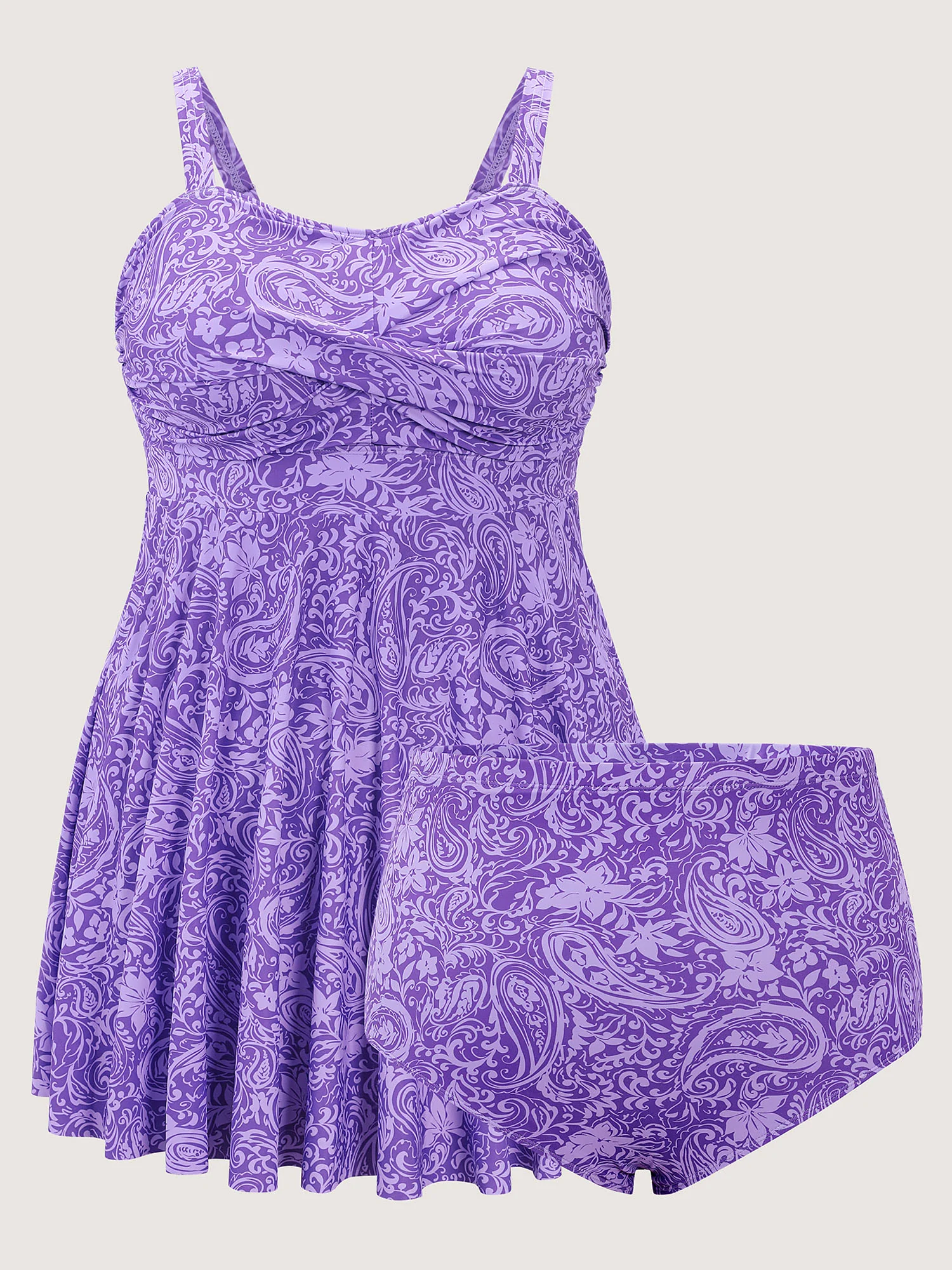 Paisley Print Twist Front Swim Dress - Image 36