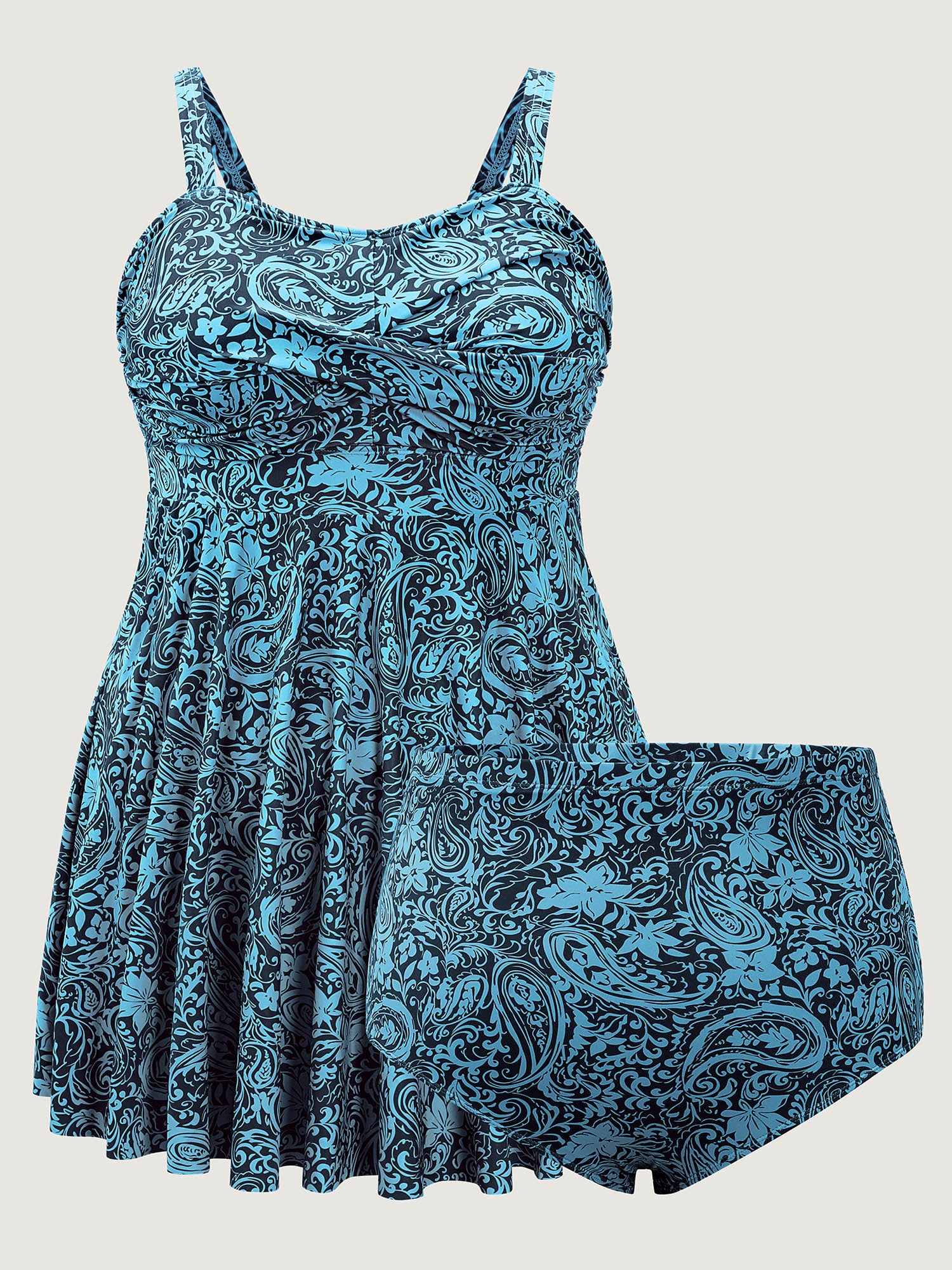 Paisley Print Twist Front Swim Dress - Image 52