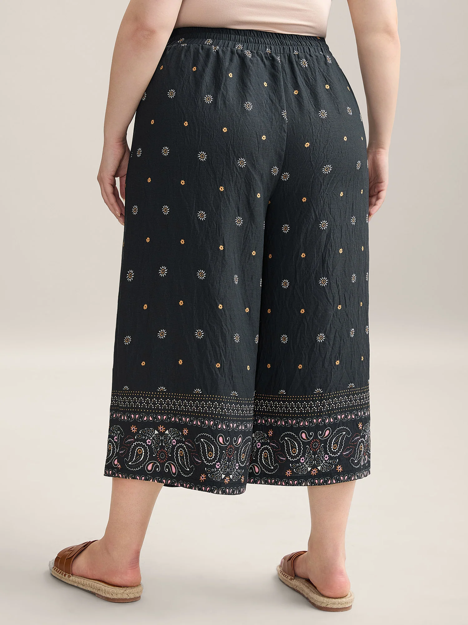 Paisley Print Wide-Leg Airy Pants - Image 4