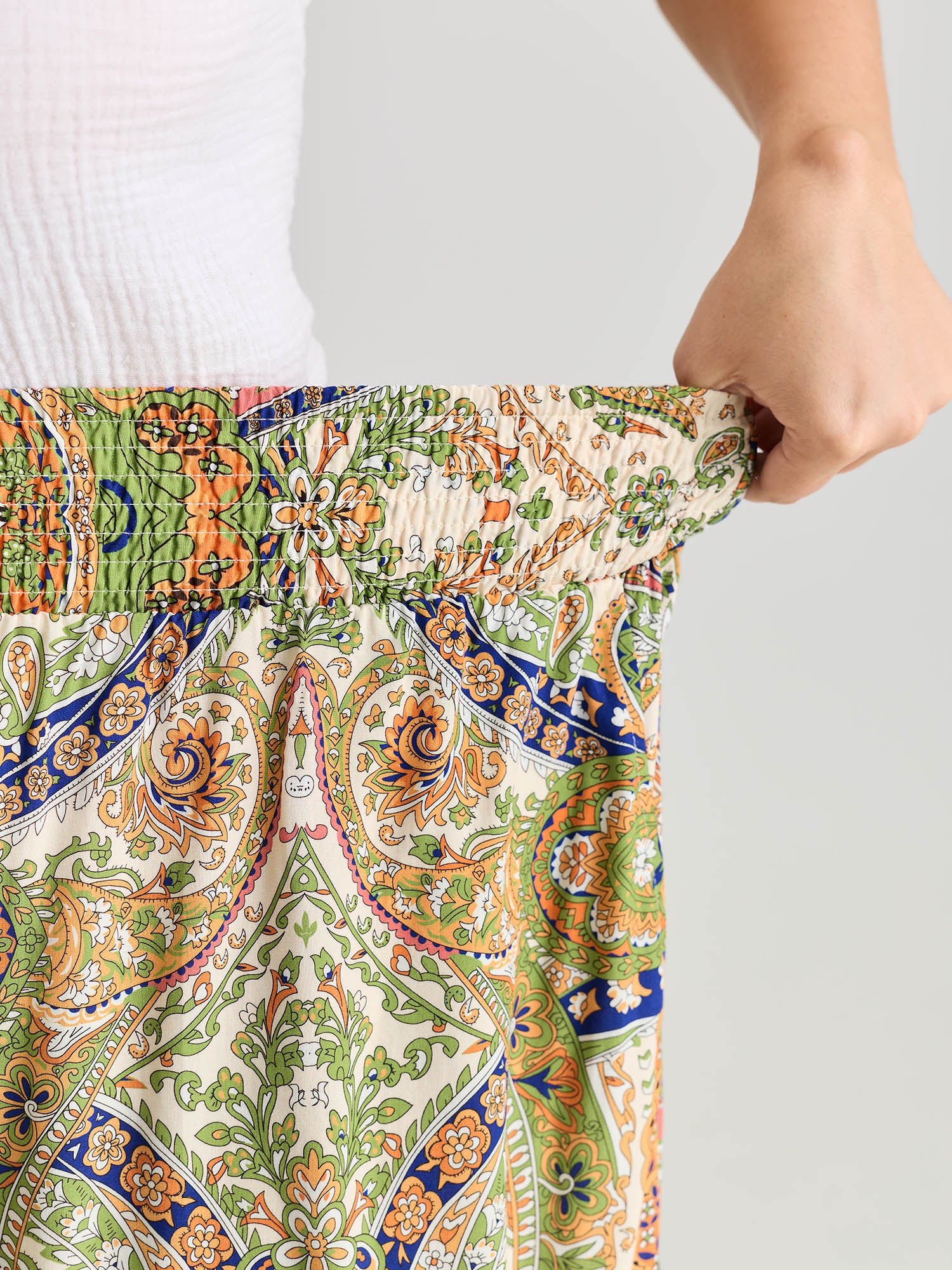 Paisley Print Wide Waistband Jogger Pants - Image 4