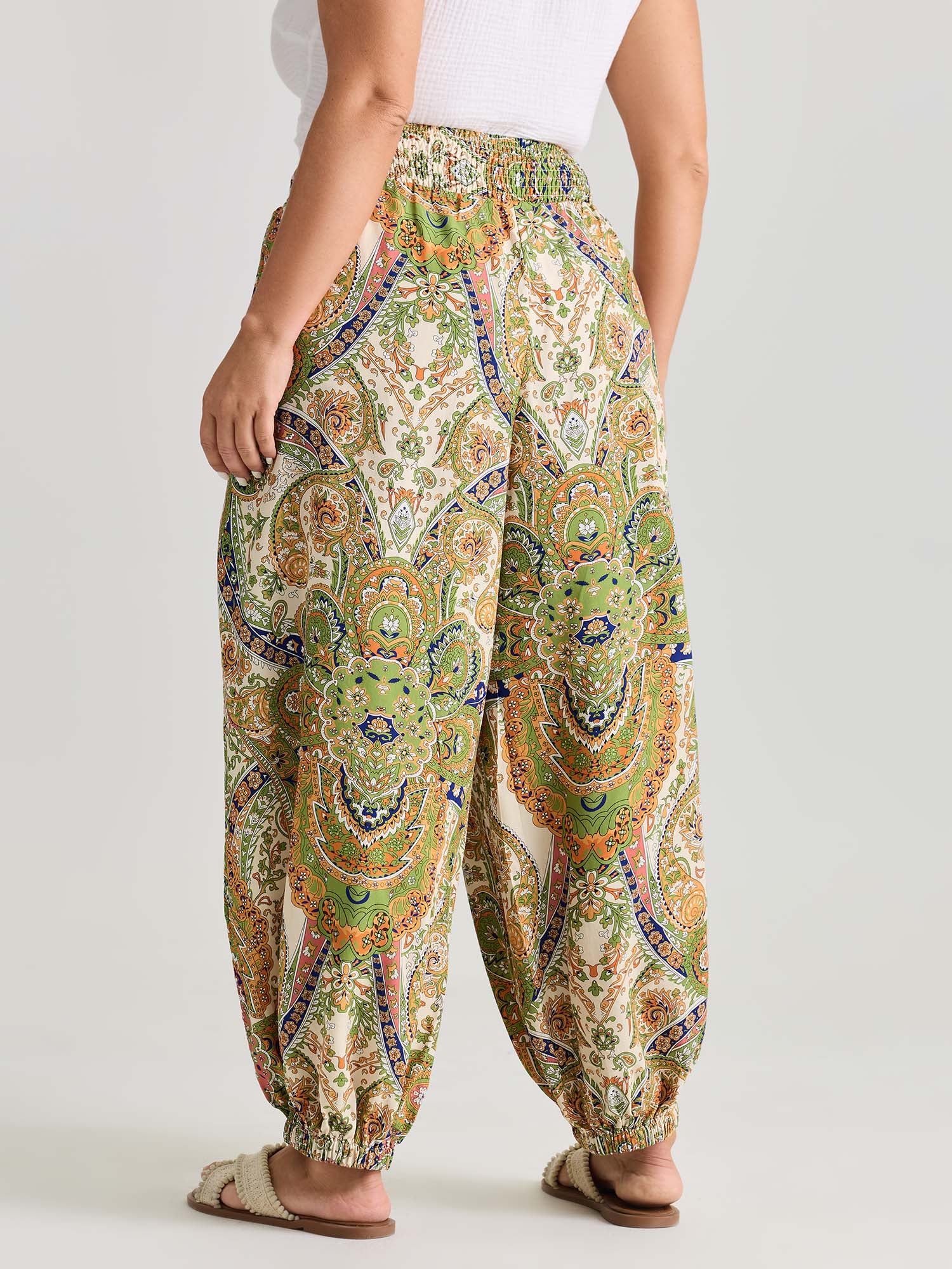 Paisley Print Wide Waistband Jogger Pants - Image 5