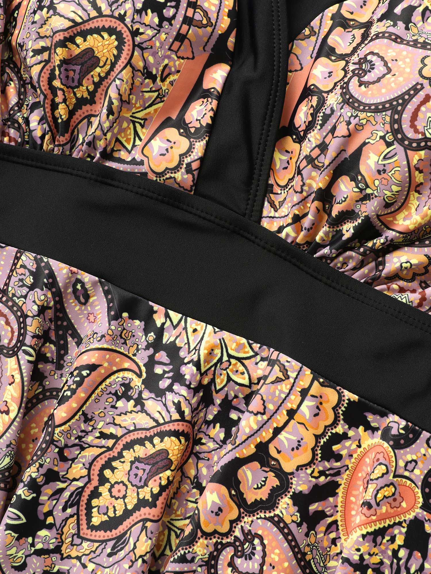 Paisley Print Wrap Contrast Trim Swim Dress - Image 6