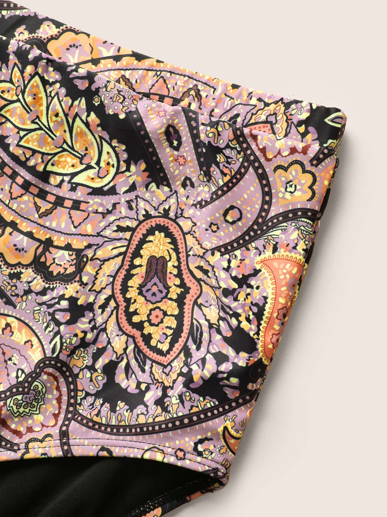 Paisley Print Wrap Contrast Trim Swim Dress - Image 7