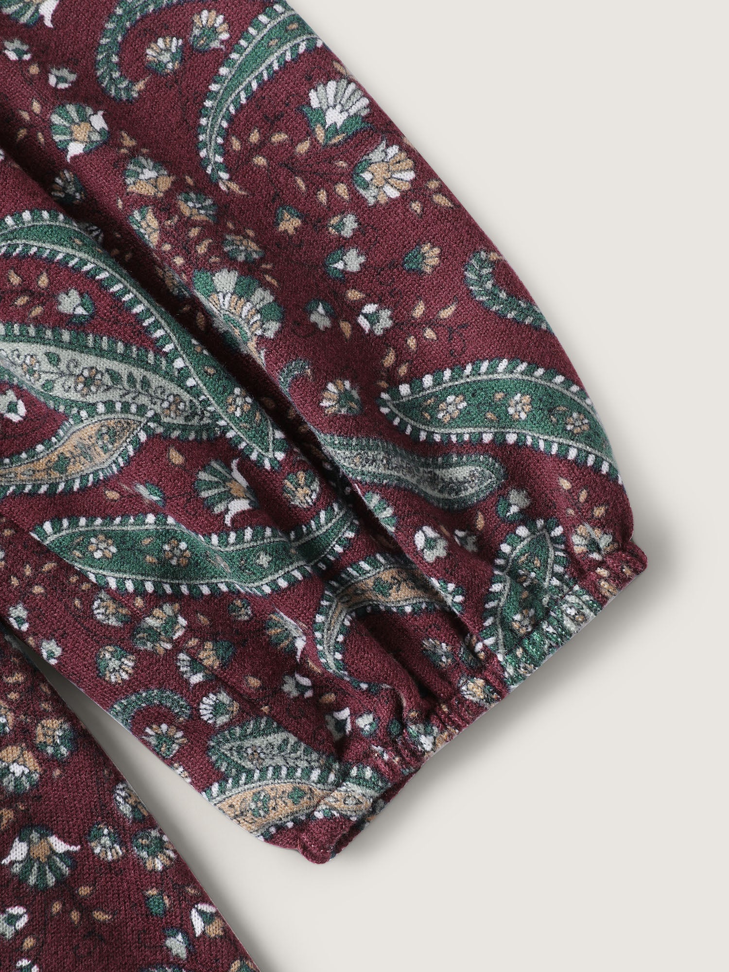 Paisley Print Wrap Style Knit Top - Image 5
