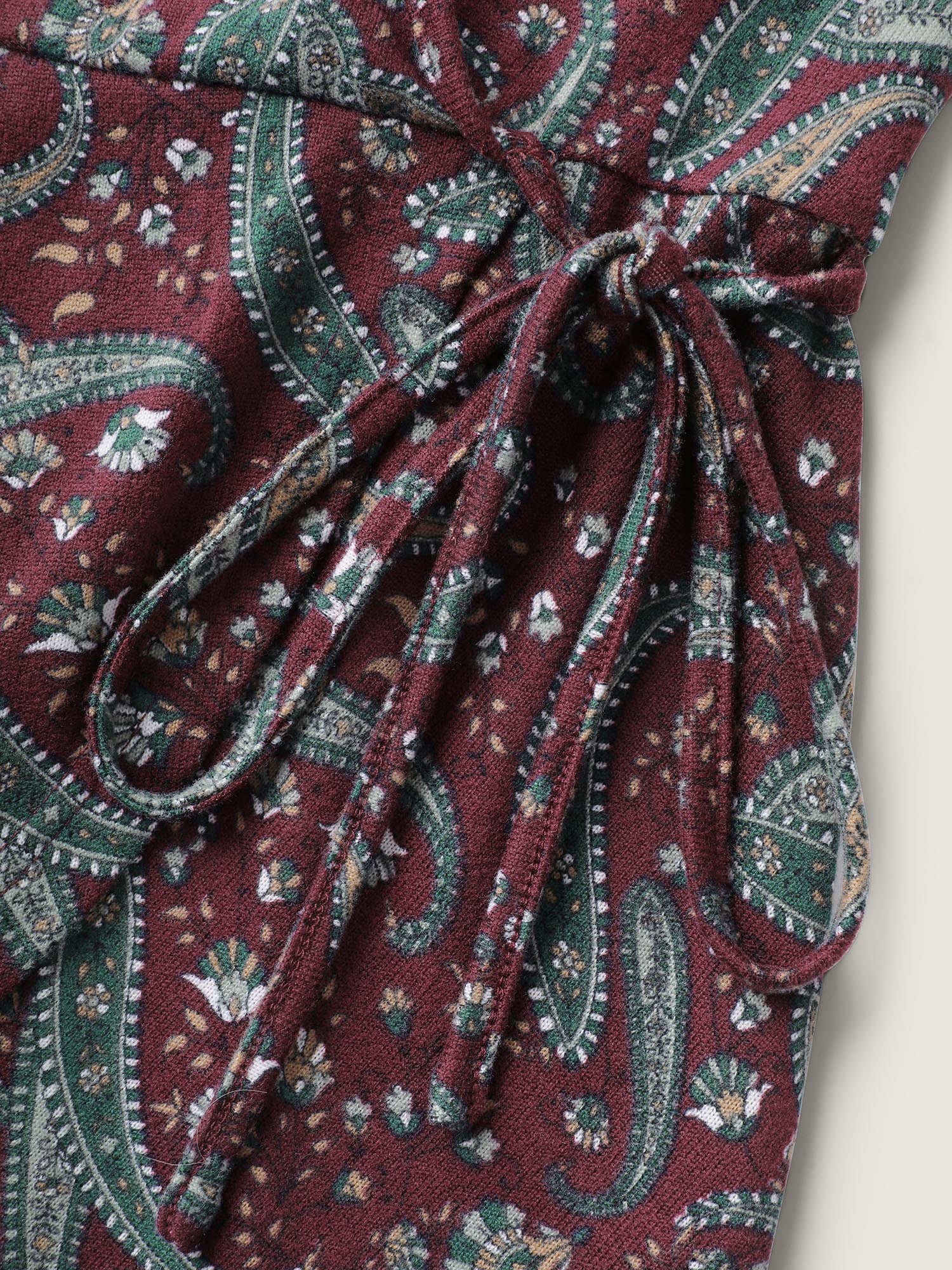 Paisley Print Wrap Style Knit Top - Image 6