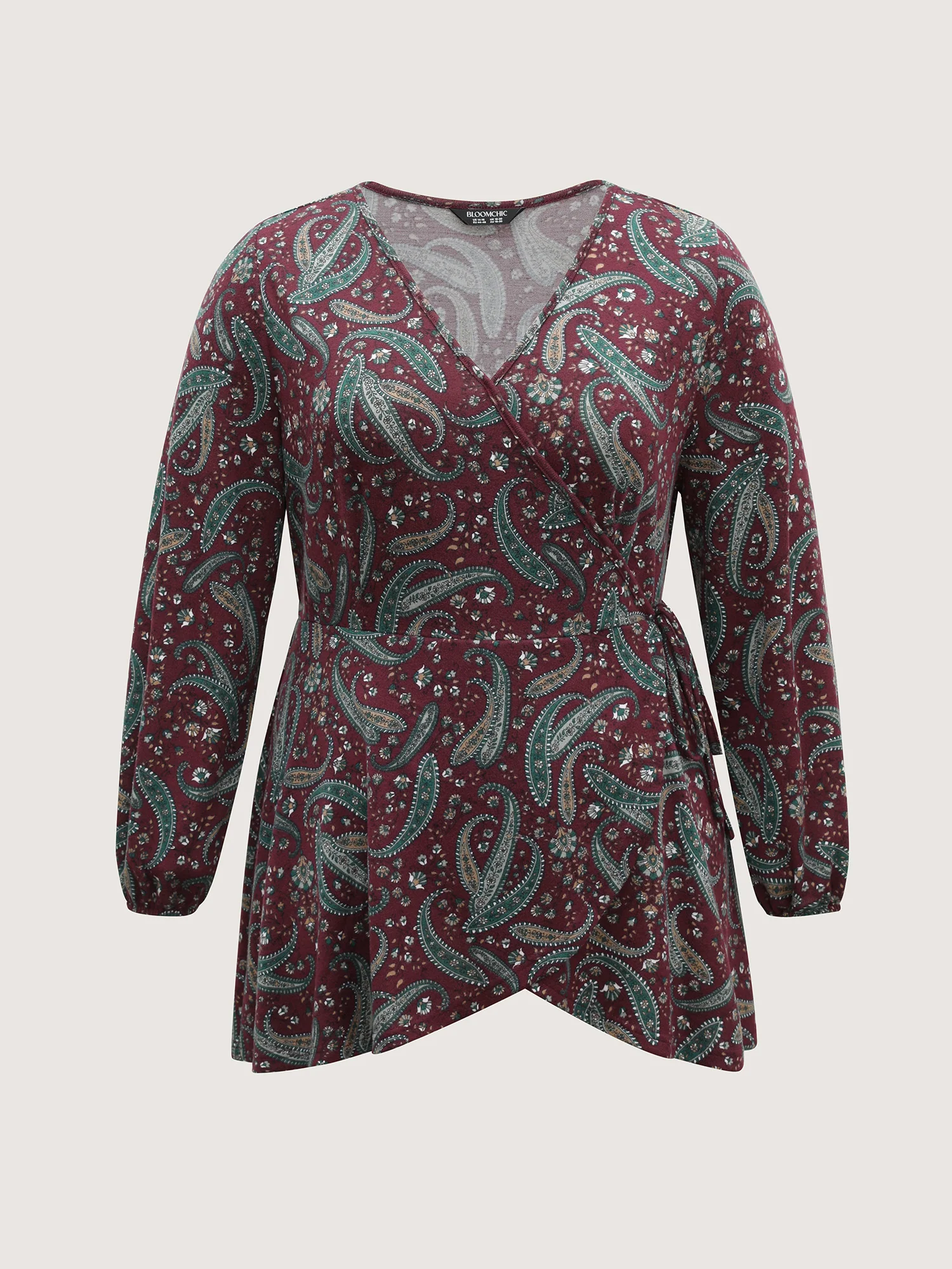 Paisley Print Wrap Style Knit Top - Image 7