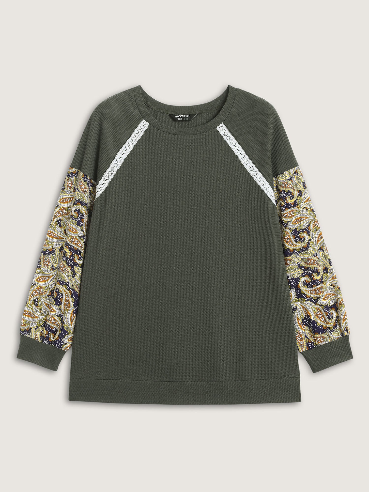 Paisley Sleeve Textured Contrast Sweatshirt - Image 8