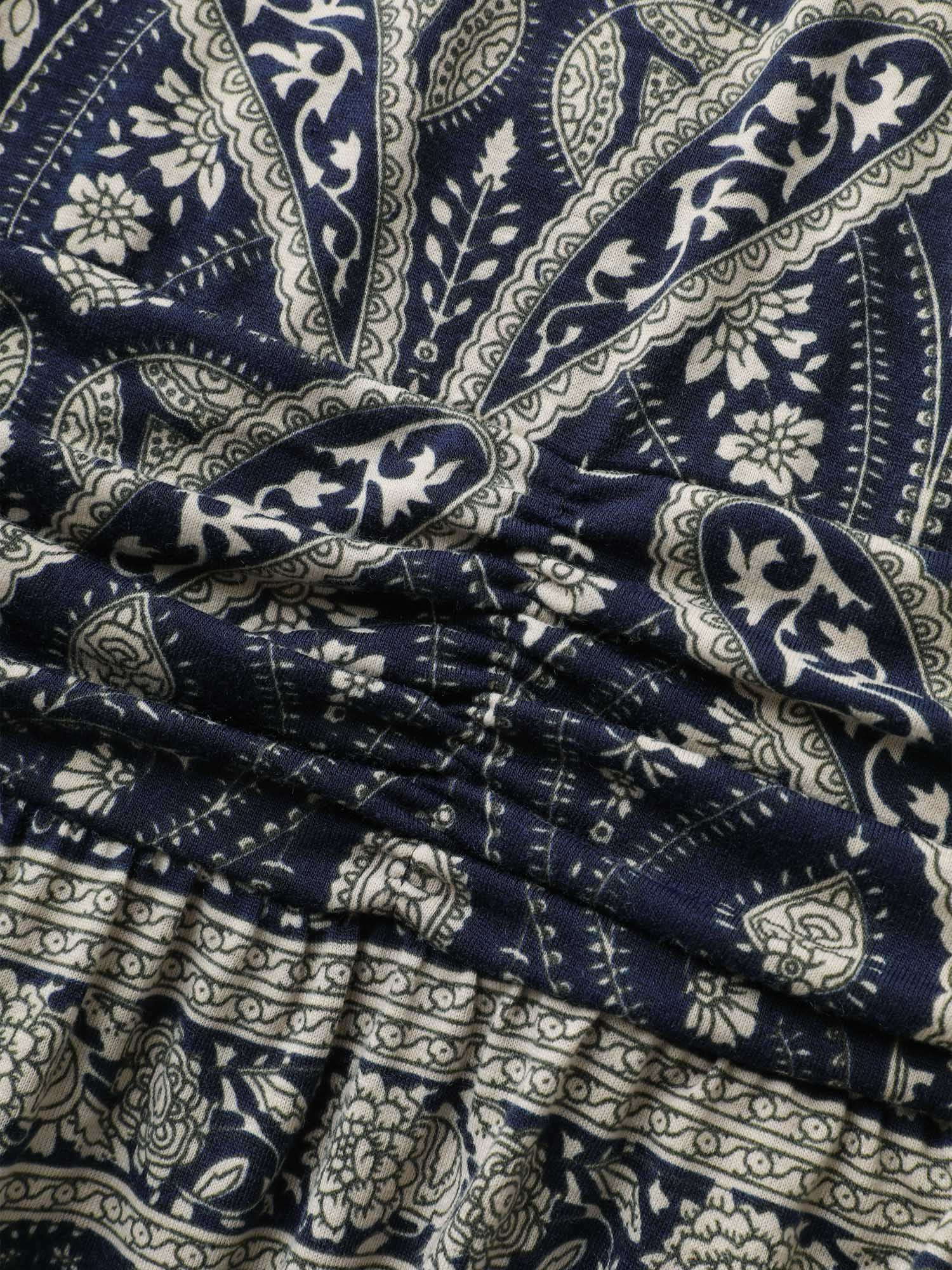 Paisley Stripe Print Pleated Waist Midi Dress - Image 5