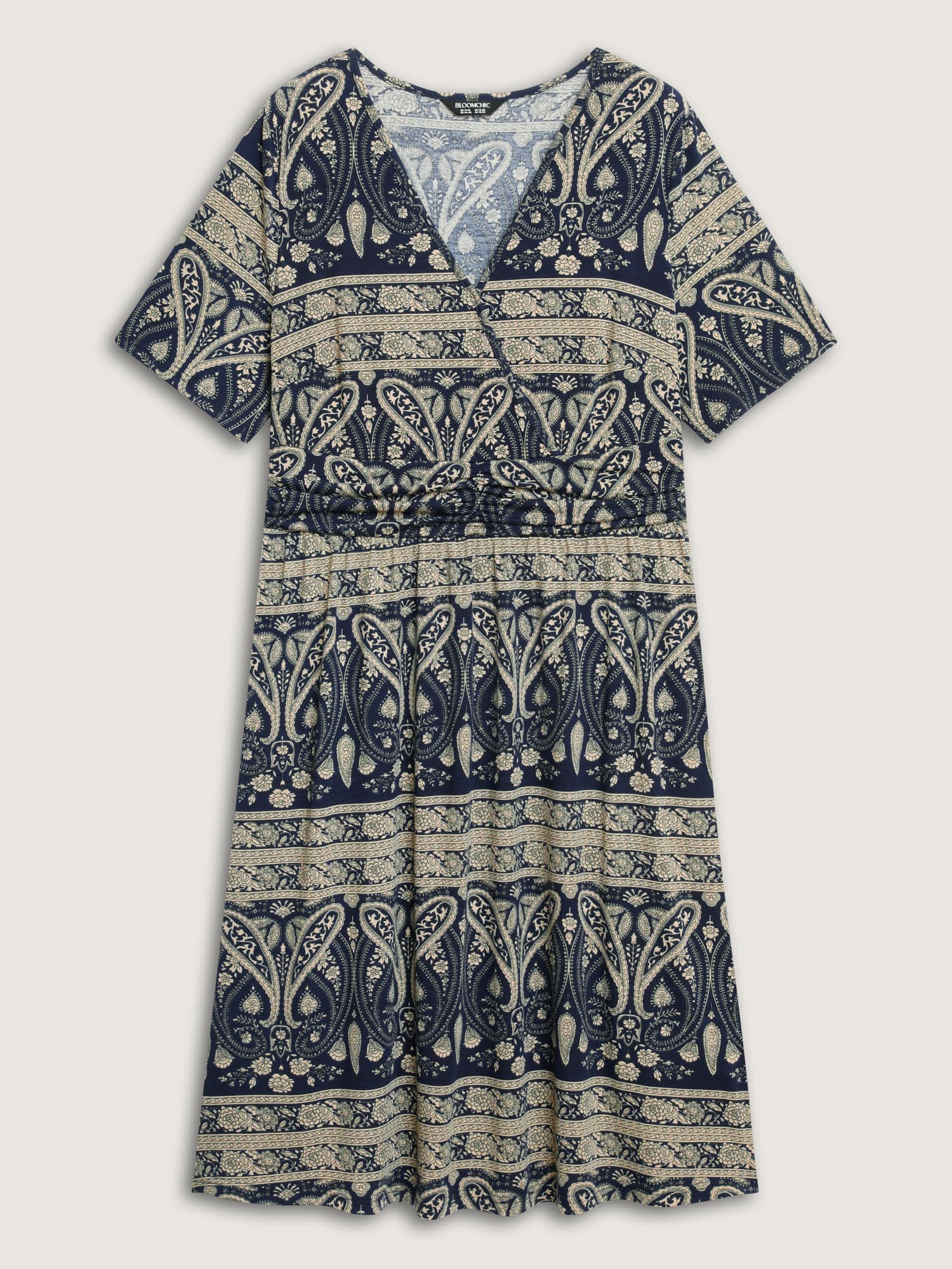 Paisley Stripe Print Pleated Waist Midi Dress - Image 7