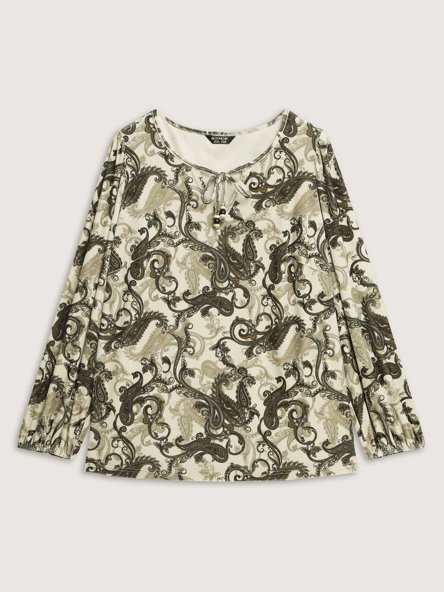 Paisley Velvety Print Lantern Sleeve Blouse - Image 7