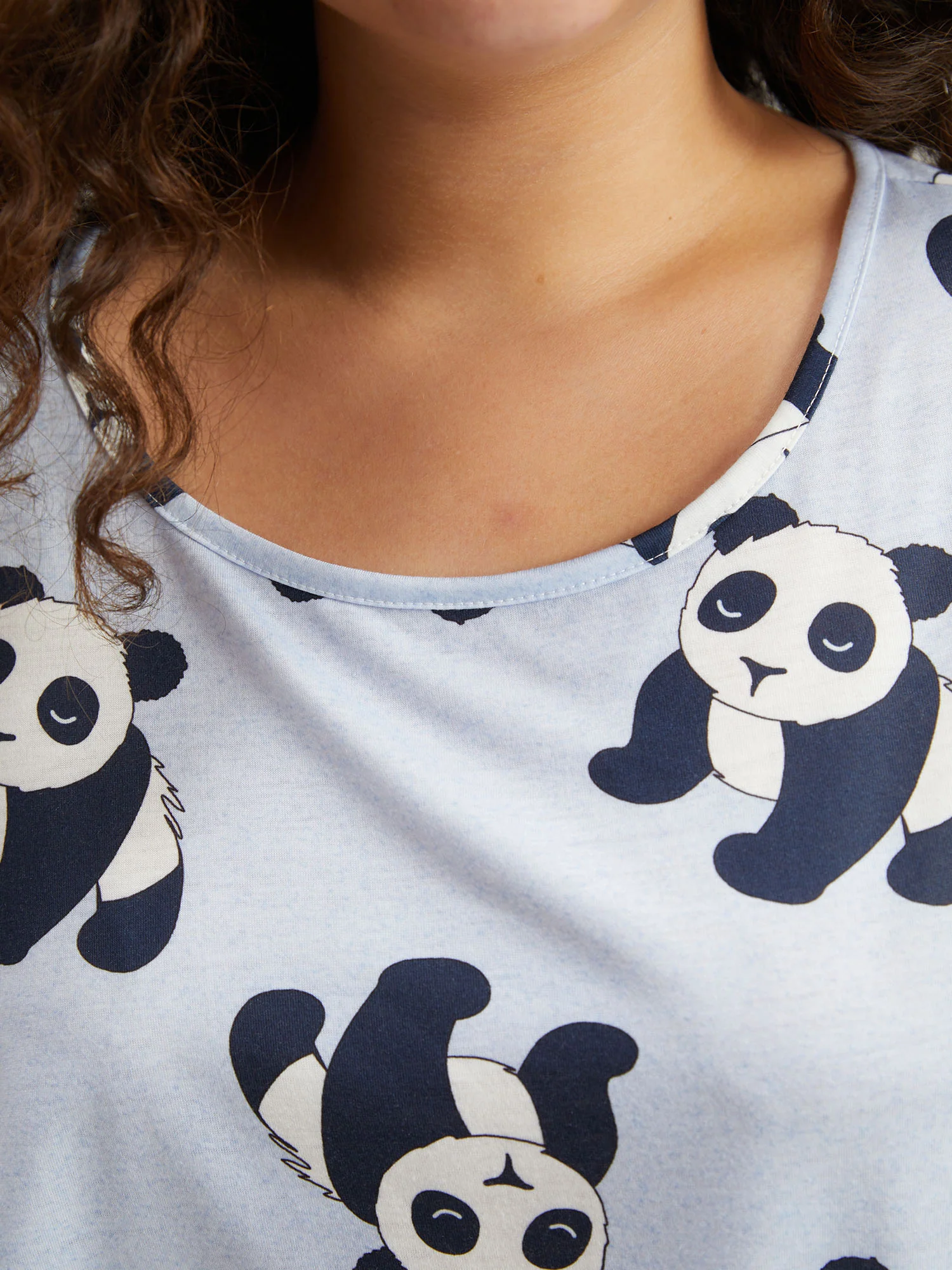 Cute Panda Print Round Neck Pajama Top - Image 6