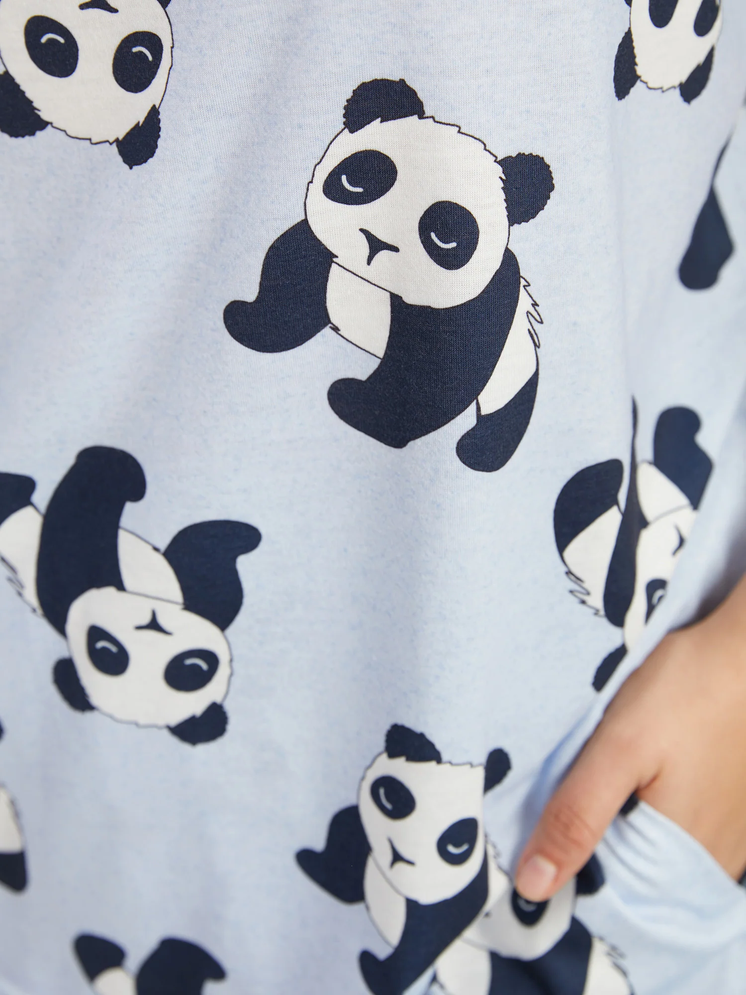 Cute Panda Print Round Neck Pajama Top - Image 7