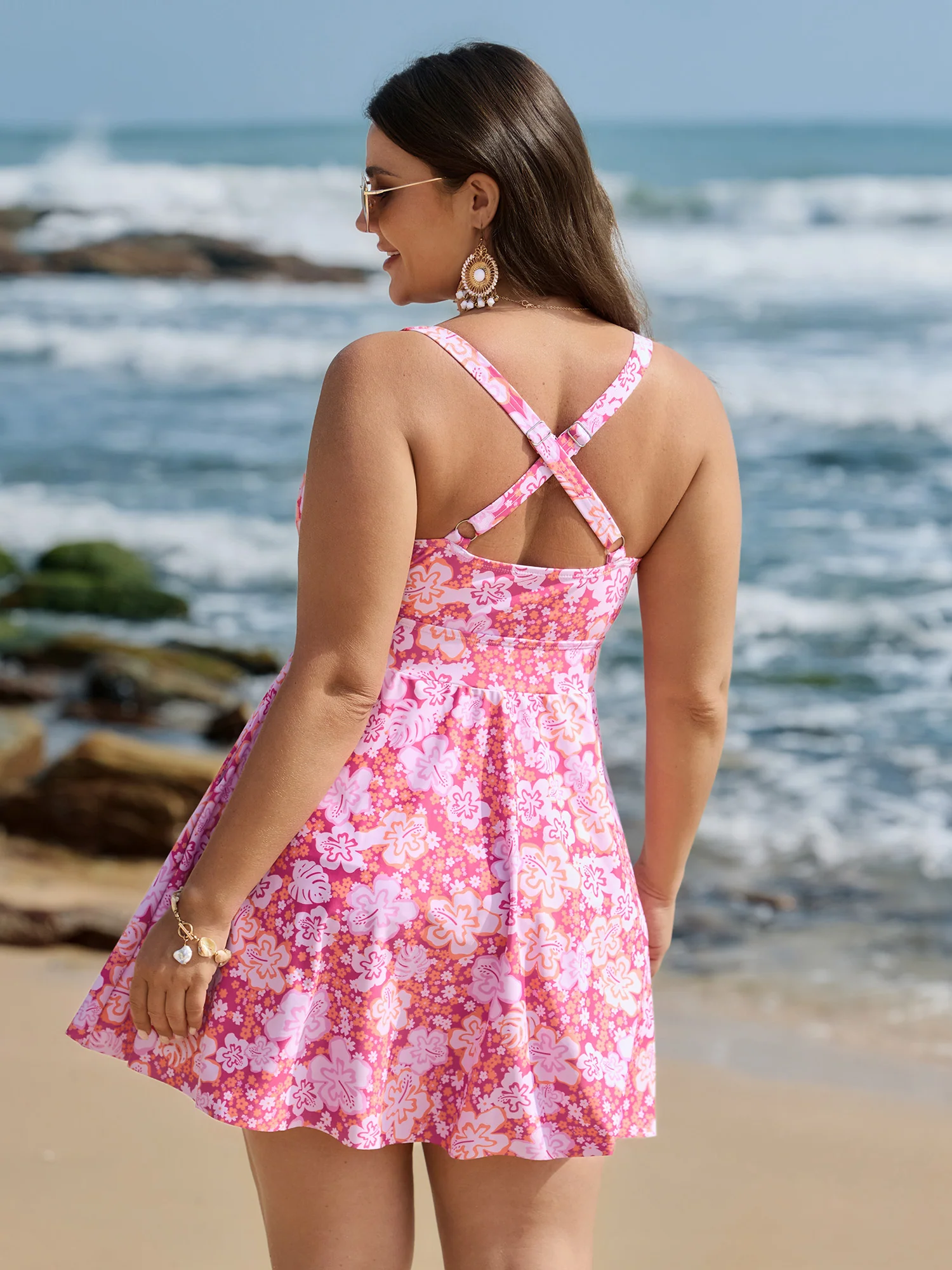 Paradise Floral Print Knotted Front Swim Dress - Image 5