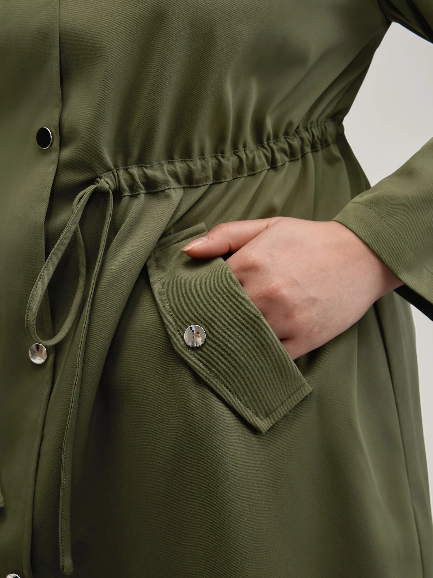 Parka Hooded Adjustable Waist Drawstring Jacket - Image 4