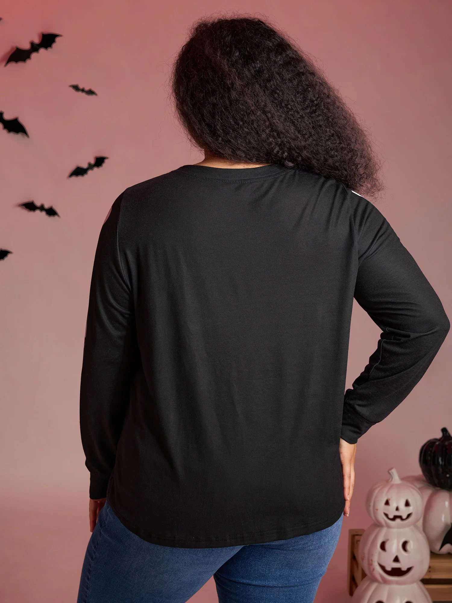 Party Skeleton Print Knit Halloween T-Shirt - Image 4