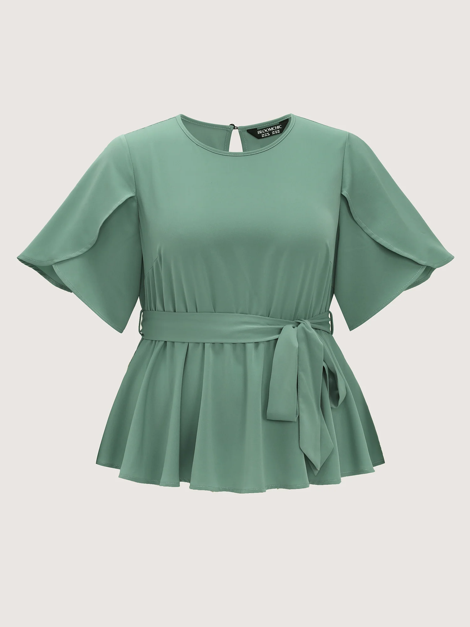 Pastel Flowy Petal Sleeve Tie Blouse - Image 7