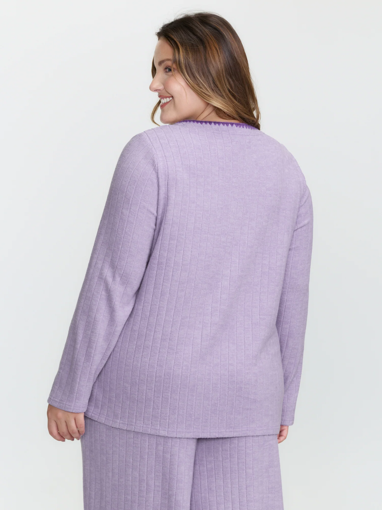 Pastel Hearts Brushed Ribbed Embroidered Lounge Top - Image 4