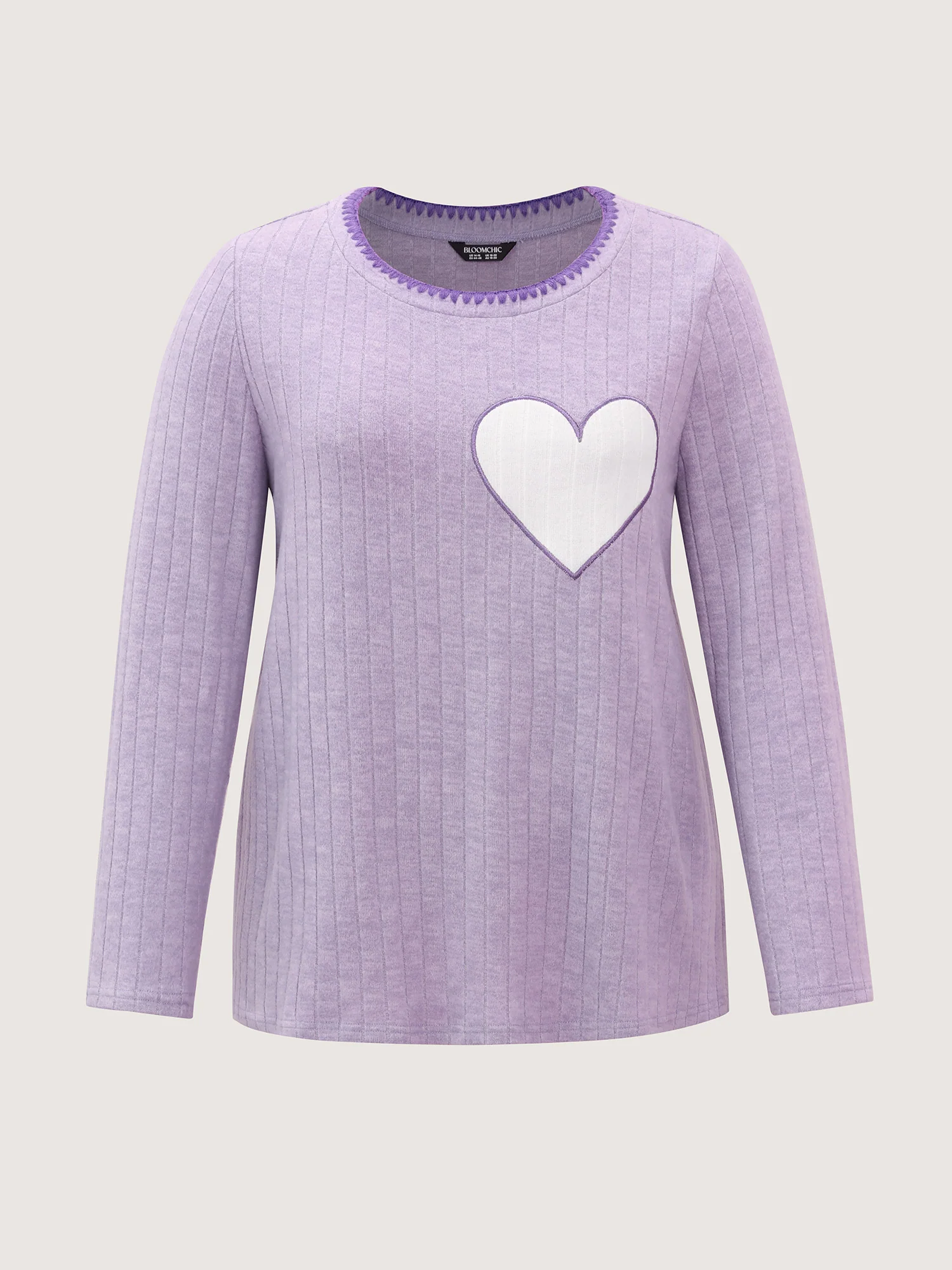 Pastel Hearts Brushed Ribbed Embroidered Lounge Top - Image 5