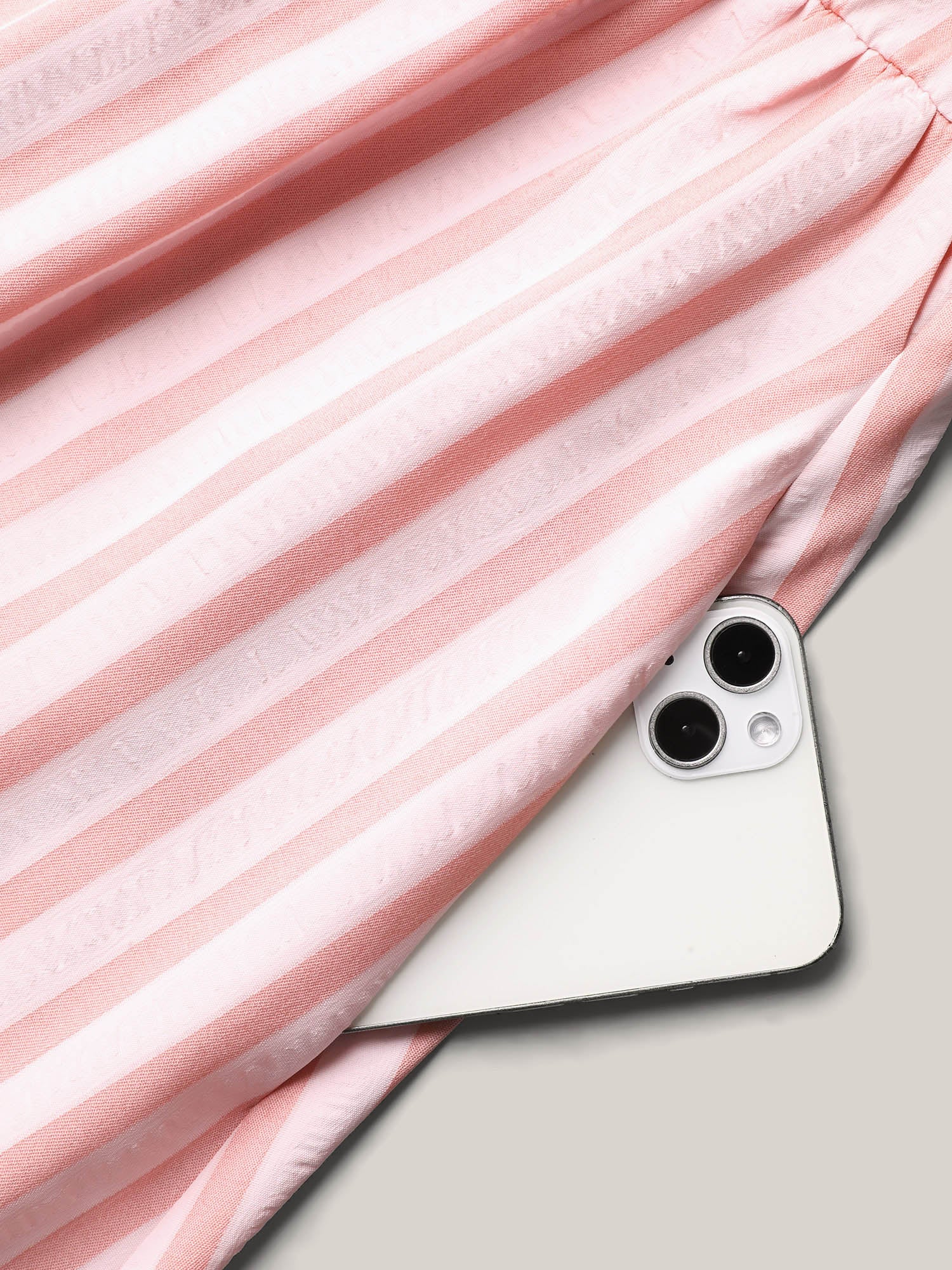 Pastel Stripes Belted Pockets Midi Dress - Image 7