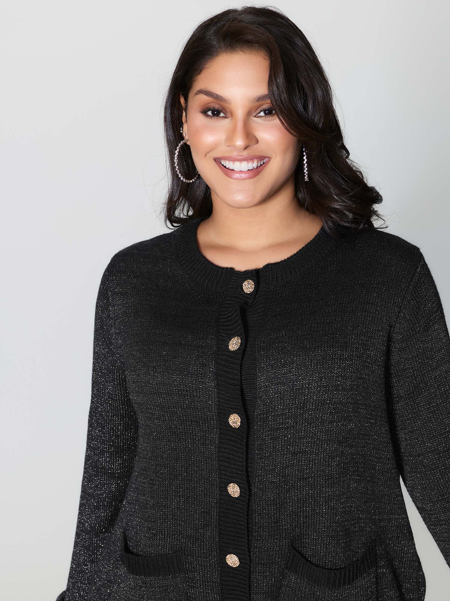 Patch Pockets Textured Button Knit Cardigan - Image 4
