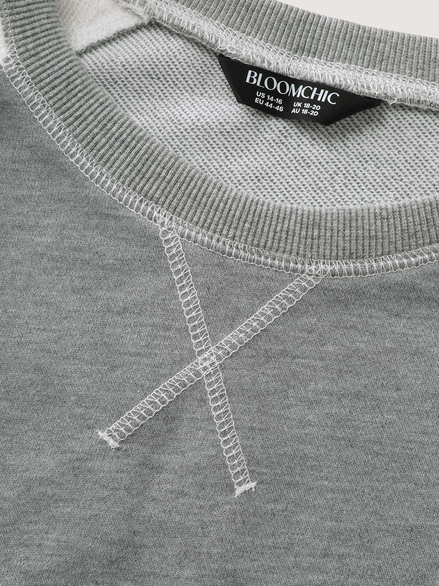 Patchwork Colorblock Round Neck Sweatshirt - Image 5