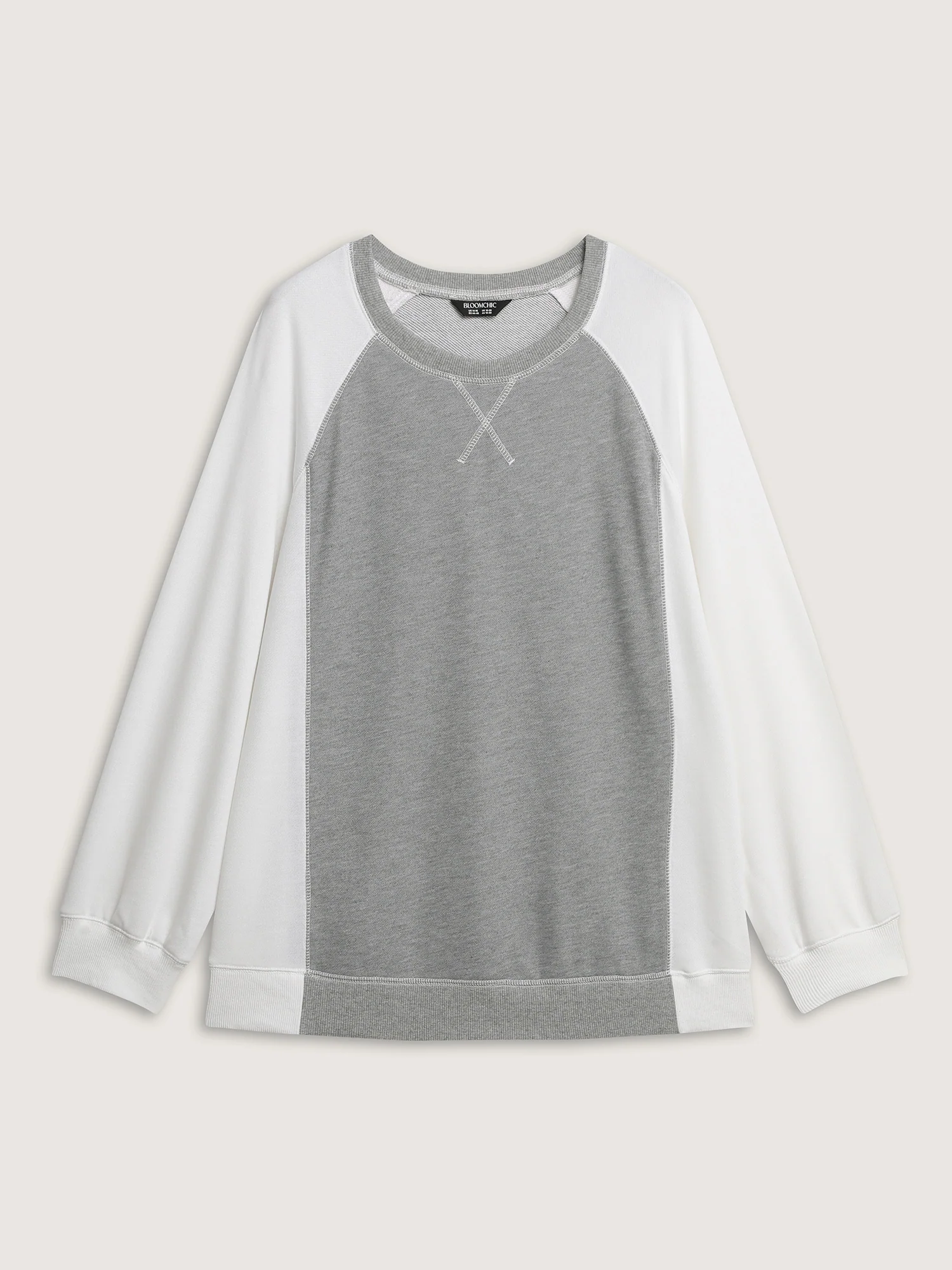Patchwork Colorblock Round Neck Sweatshirt - Image 7