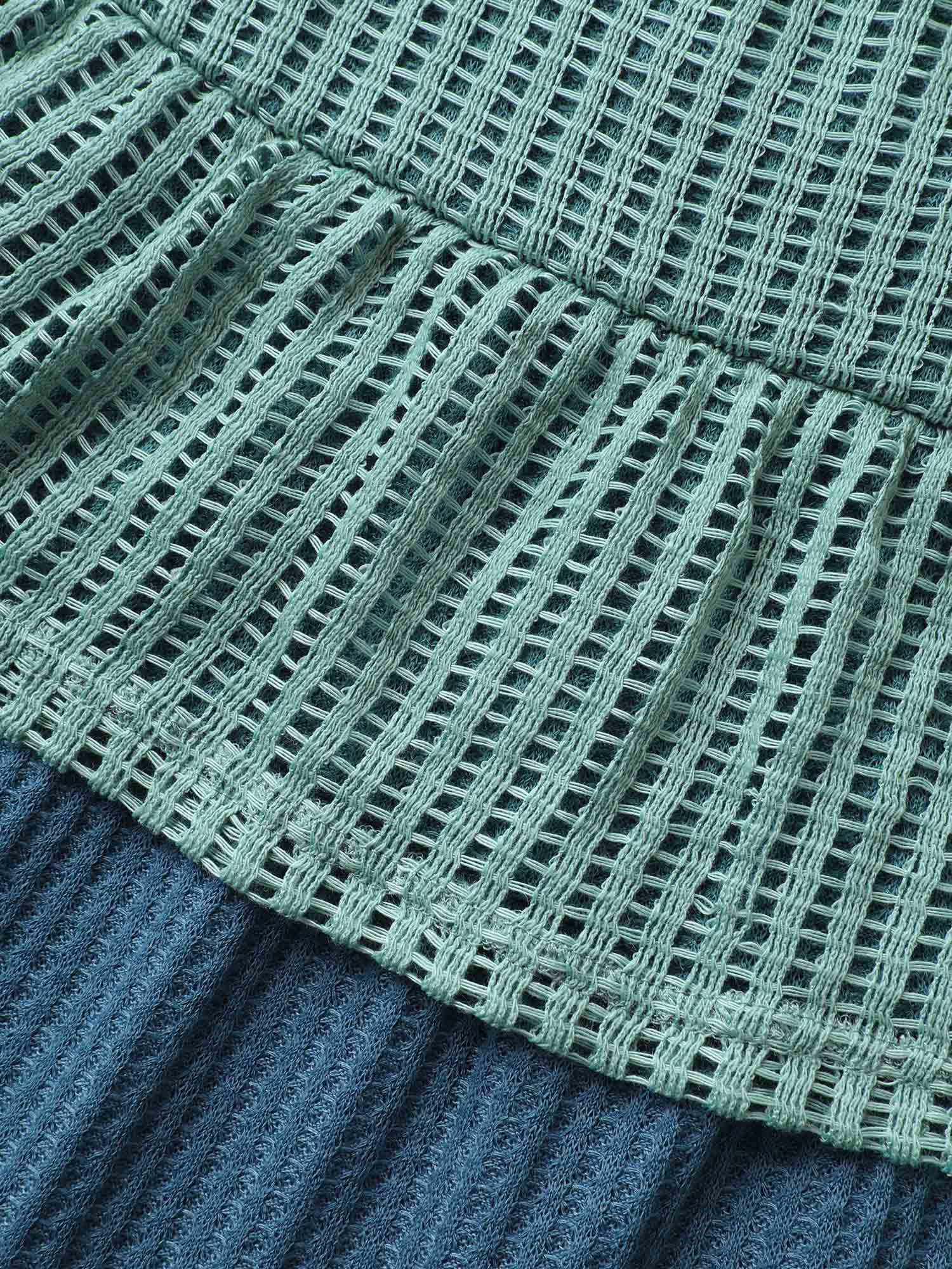 Patchwork Contrast Waffle Knit Cami Top - Image 6