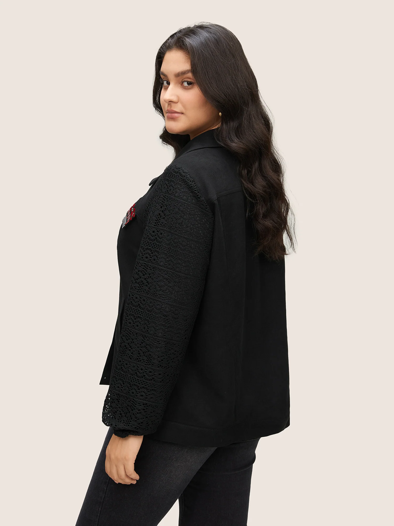 Patchwork Embroidered Flap Detail Jacket - Image 5