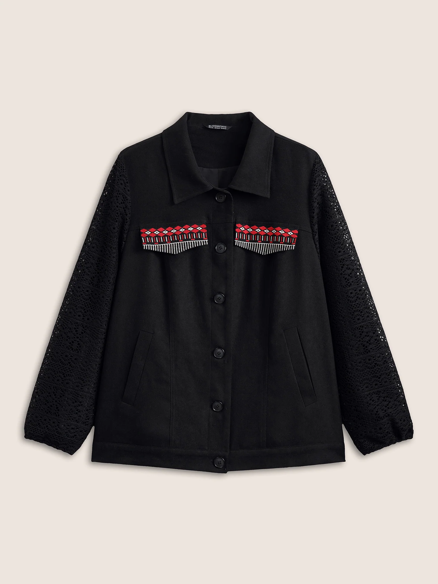 Patchwork Embroidered Flap Detail Jacket - Image 8