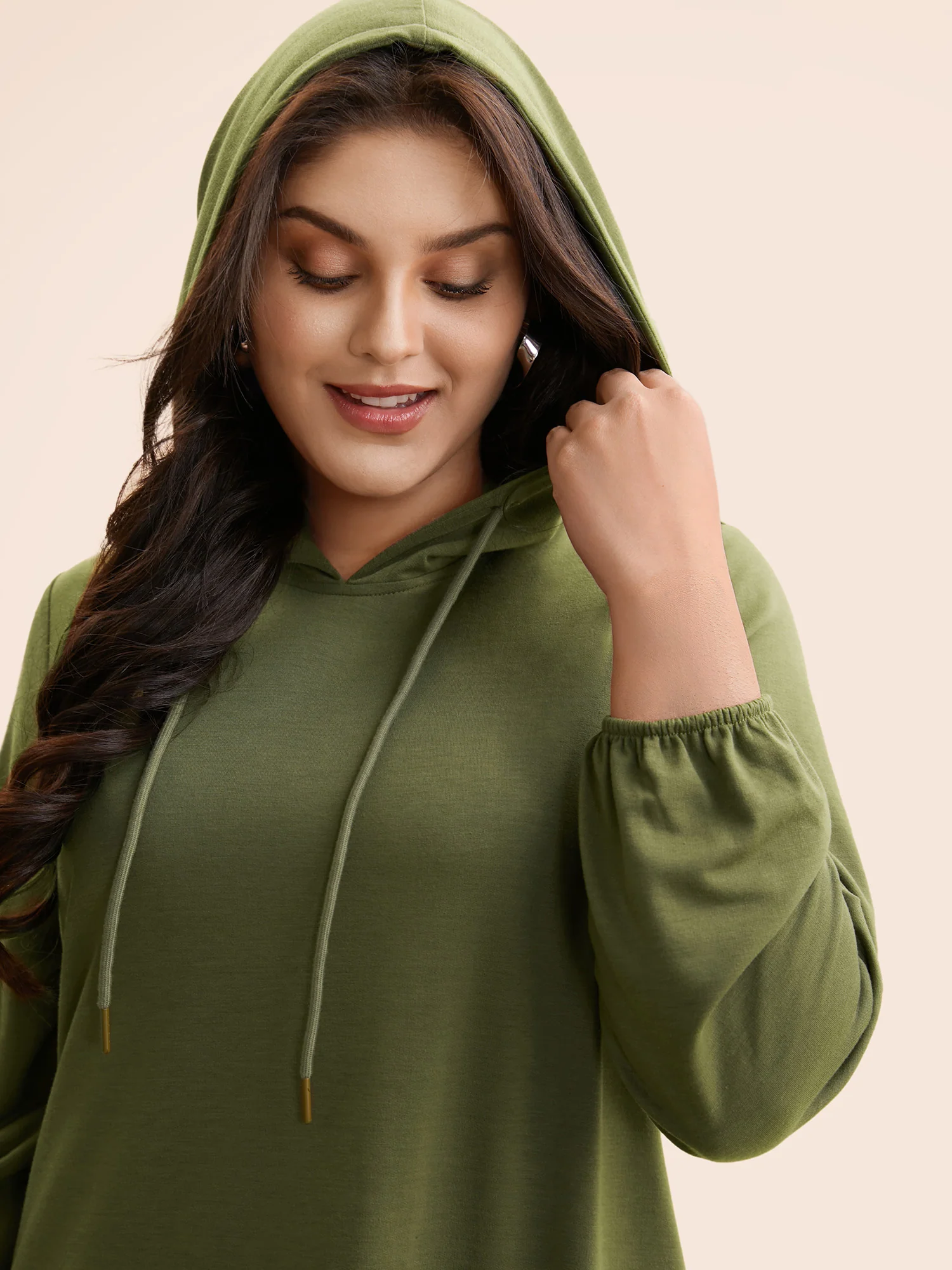Patchwork Pleated Hooded Drawstring Dress - Image 4