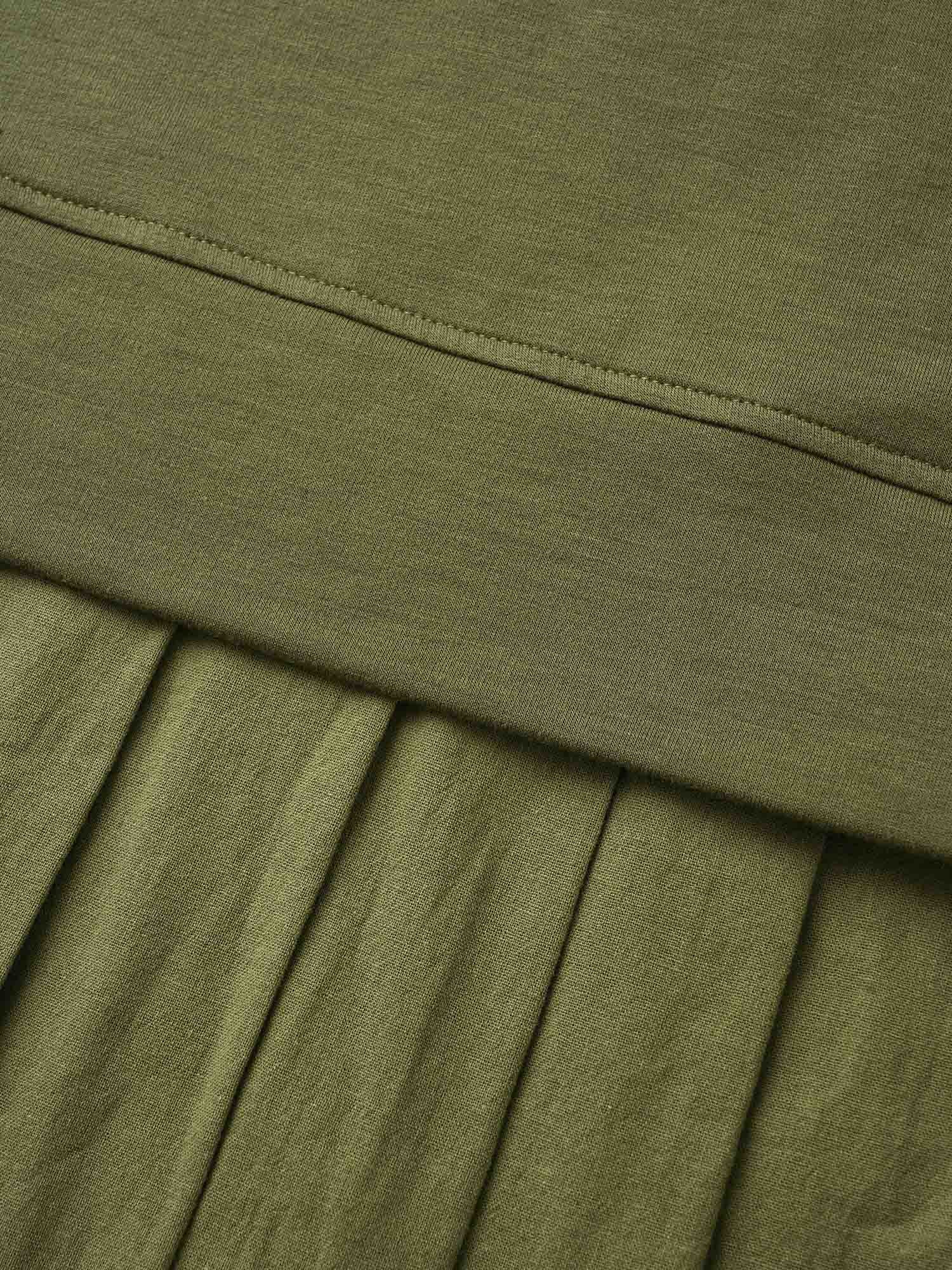 Patchwork Pleated Hooded Drawstring Dress - Image 5