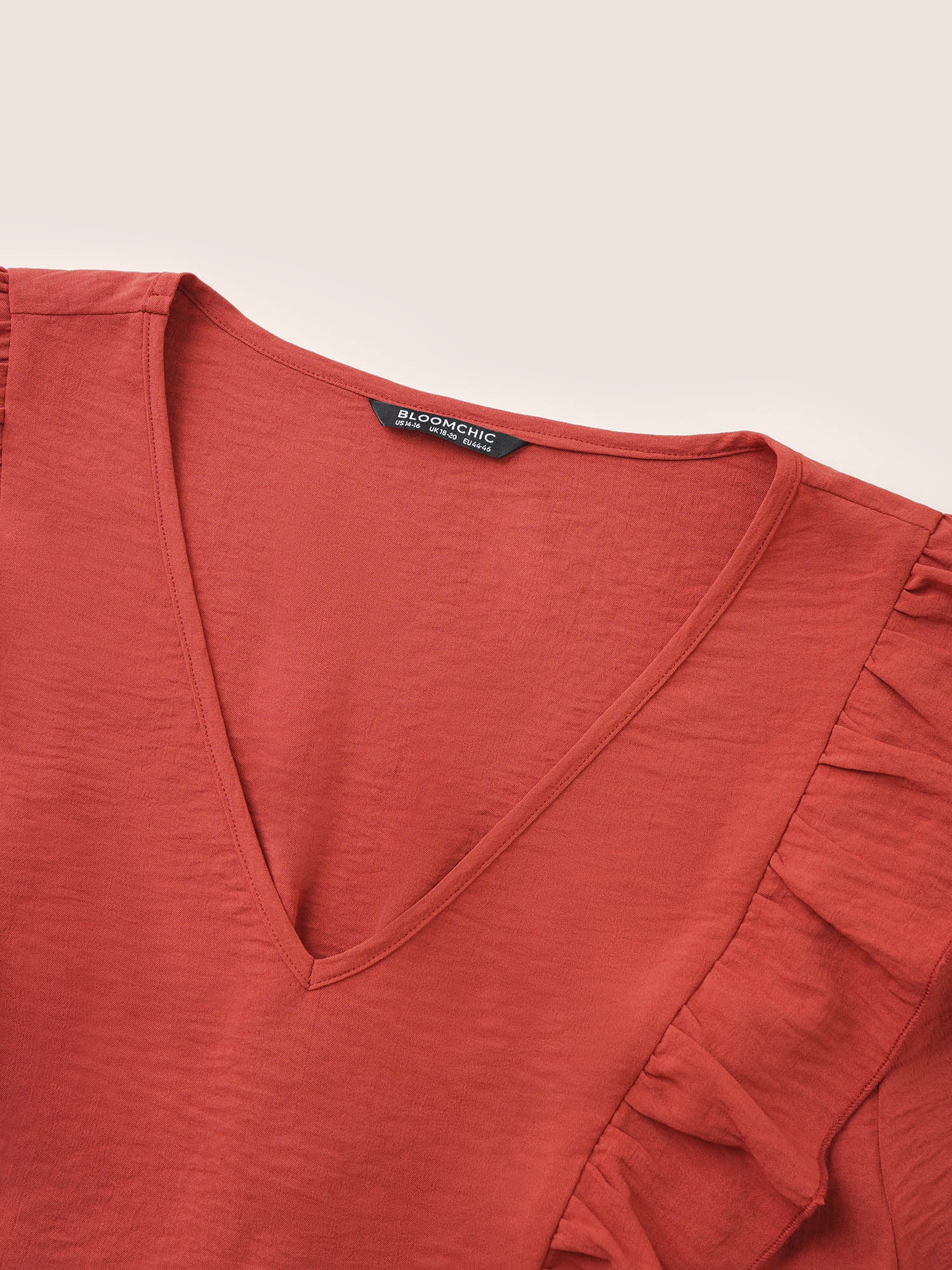 Patchwork Ruffles Pocket Elastic Waist Crepe Dress - Image 5