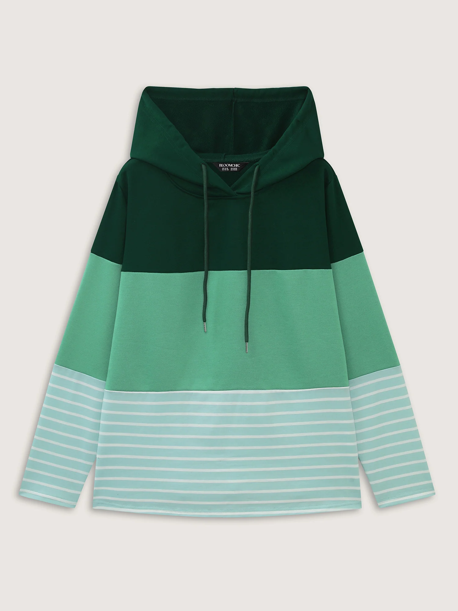 Patchwork Striped Drawstring Hoodie - Image 7