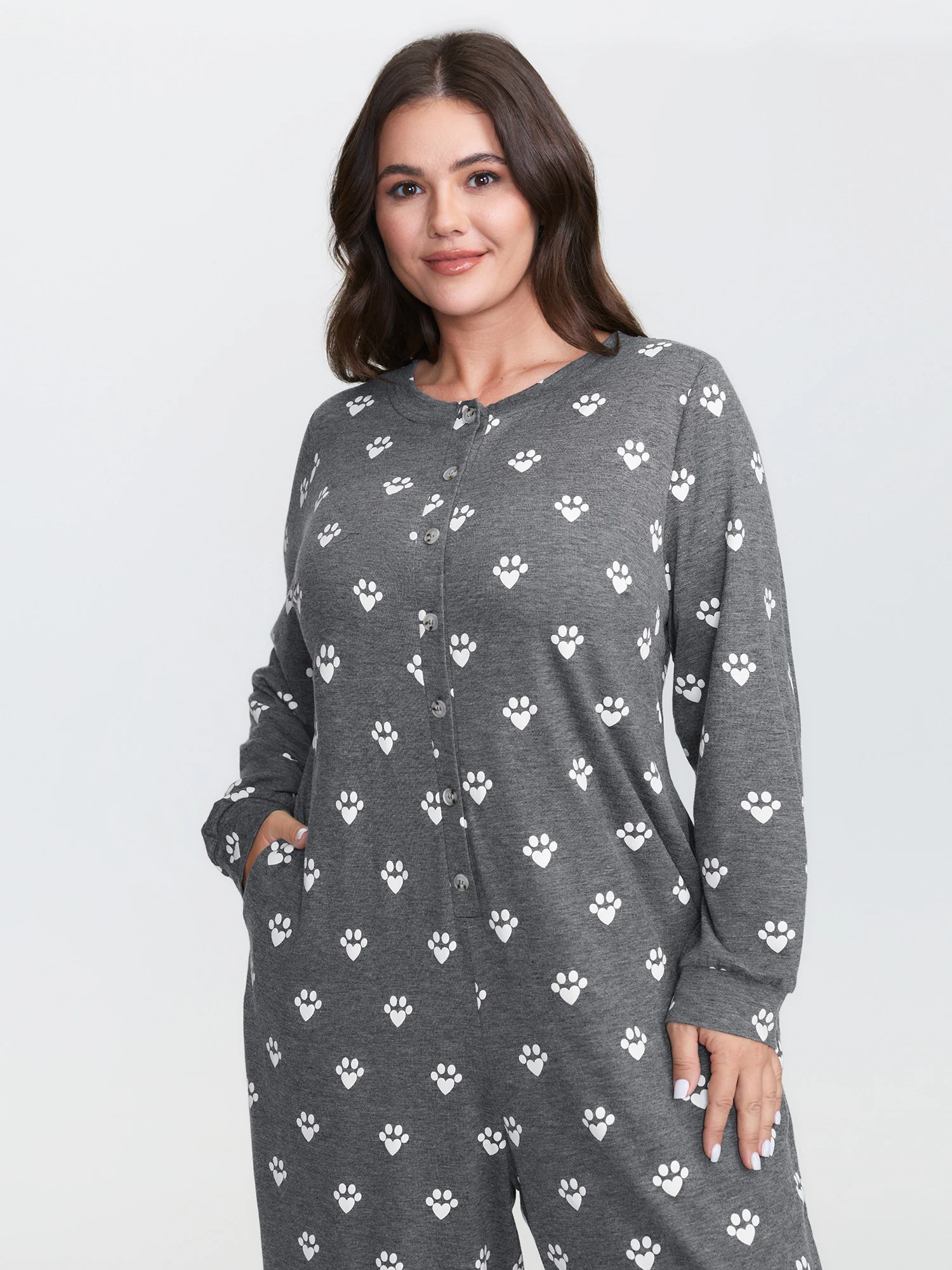 Paw Print Button Lounge Onesie - Image 2