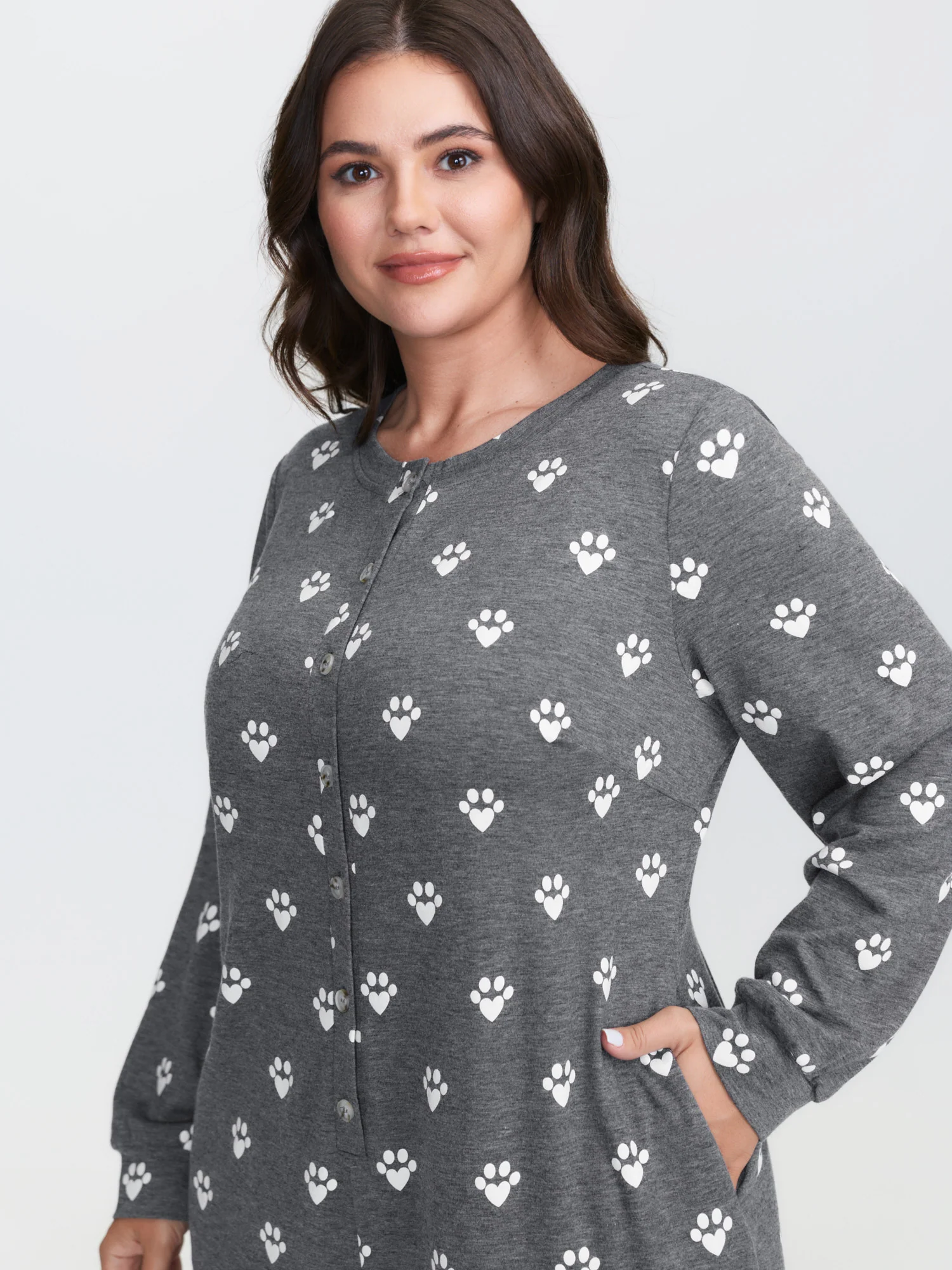 Paw Print Button Lounge Onesie - Image 3