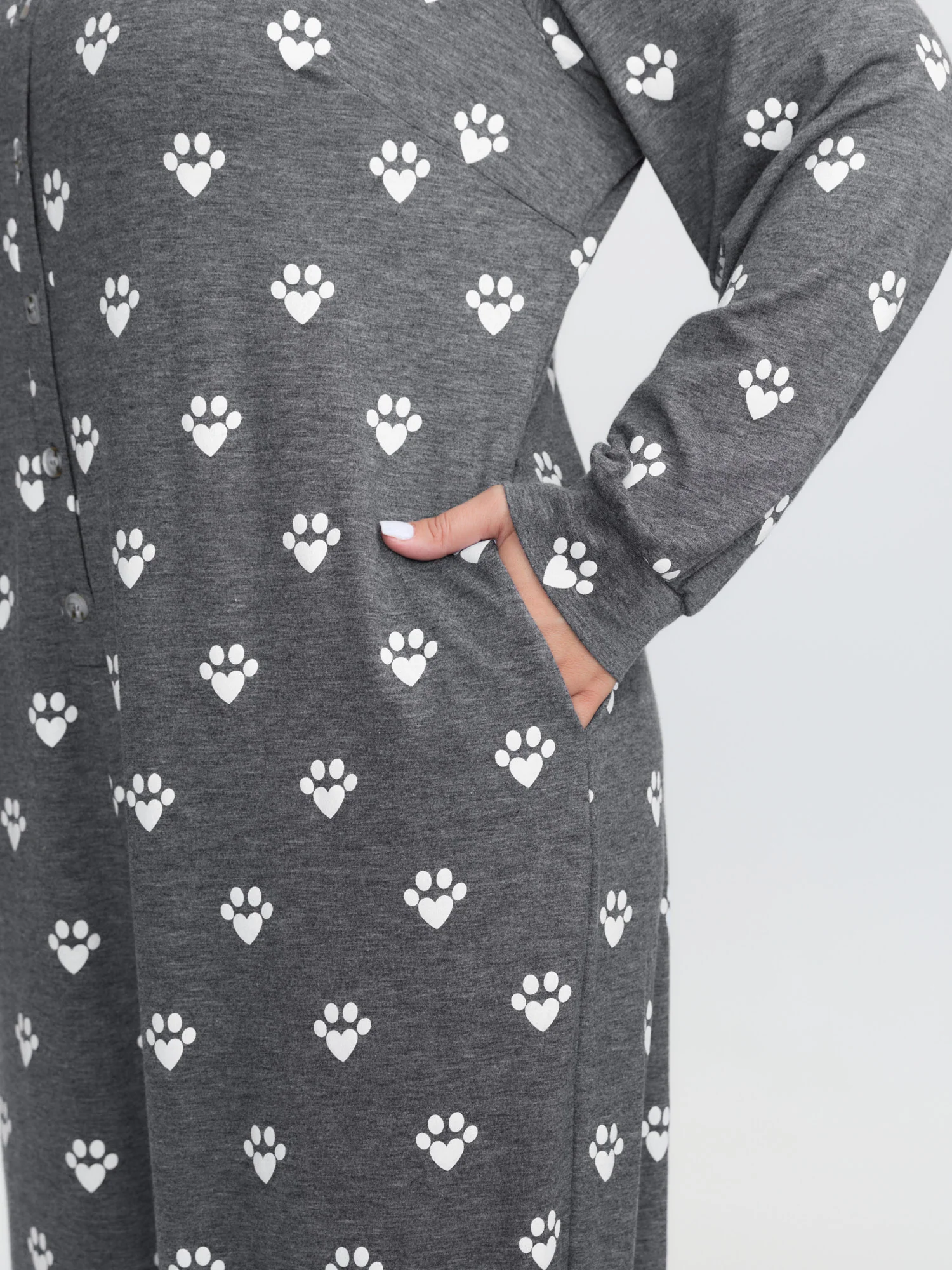 Paw Print Button Lounge Onesie - Image 4