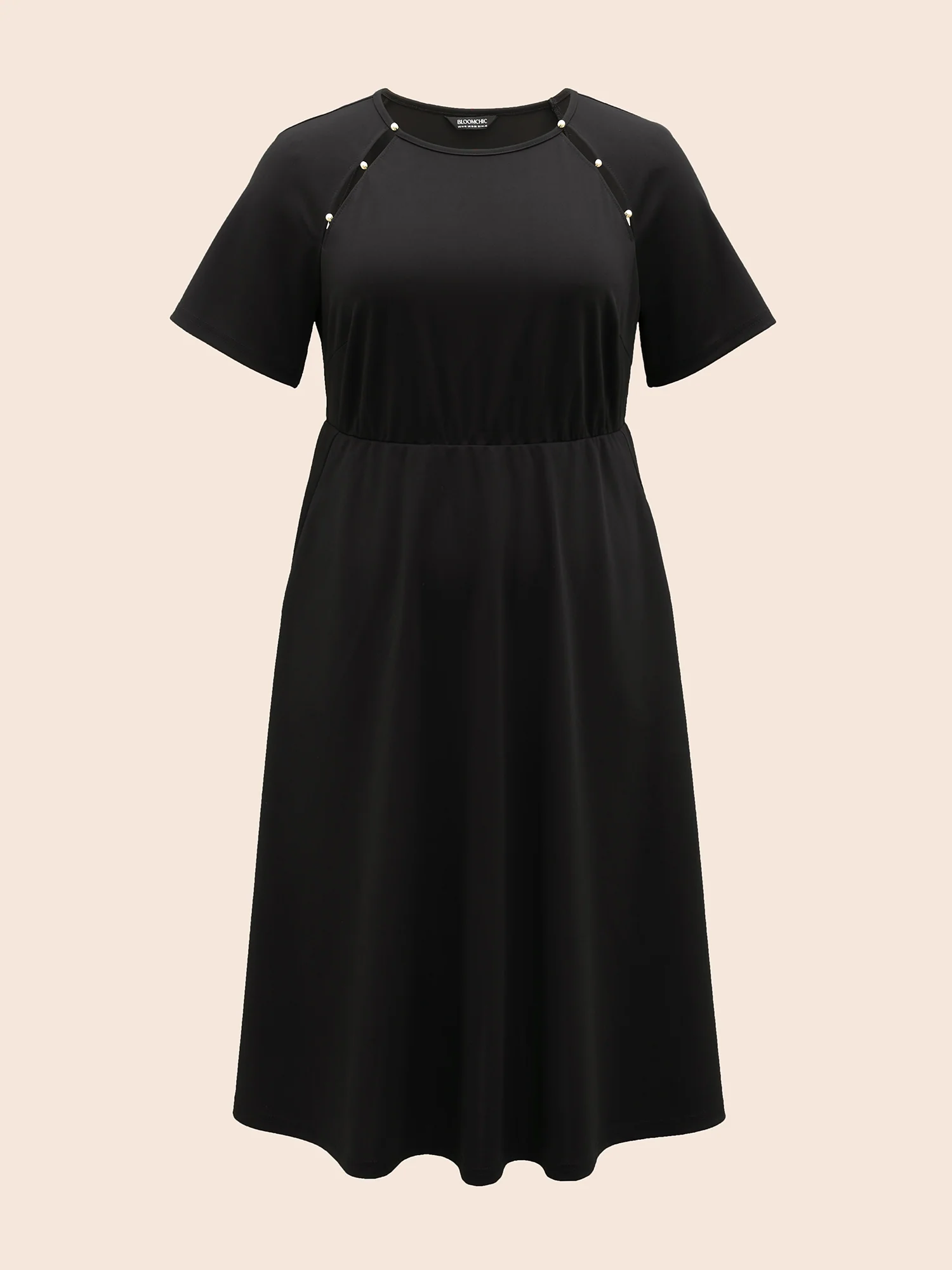 Pearl Beaded Cut Out Raglan Sleeve Dress - Image 7