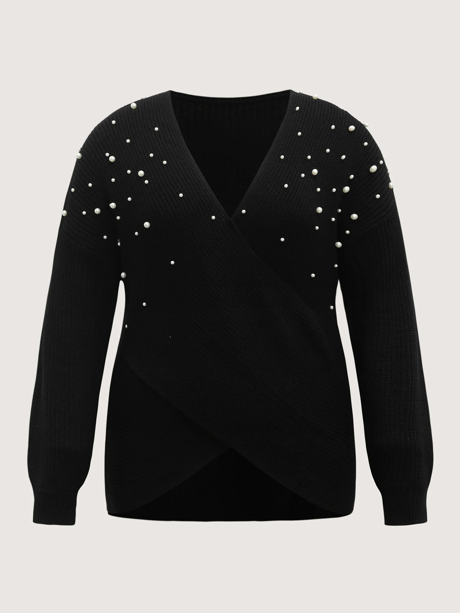 Pearl Beaded Overlap Hem Pullover - Image 8