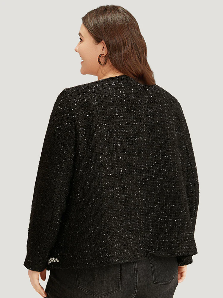 Pearl Tweed Beaded Texture Pocket Blazer - Image 2