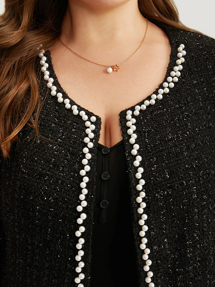 Pearl Tweed Beaded Texture Pocket Blazer - Image 7