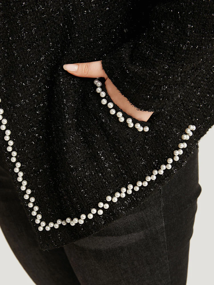 Pearl Tweed Beaded Texture Pocket Blazer - Image 8