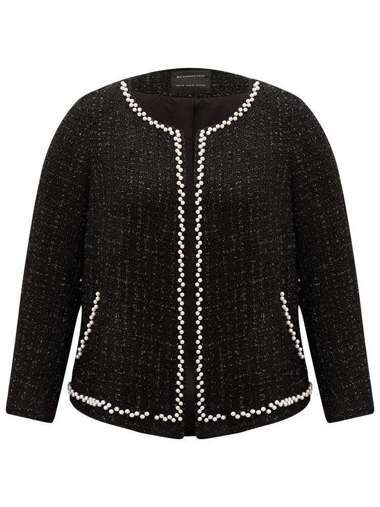 Pearl Tweed Beaded Texture Pocket Blazer - Image 9