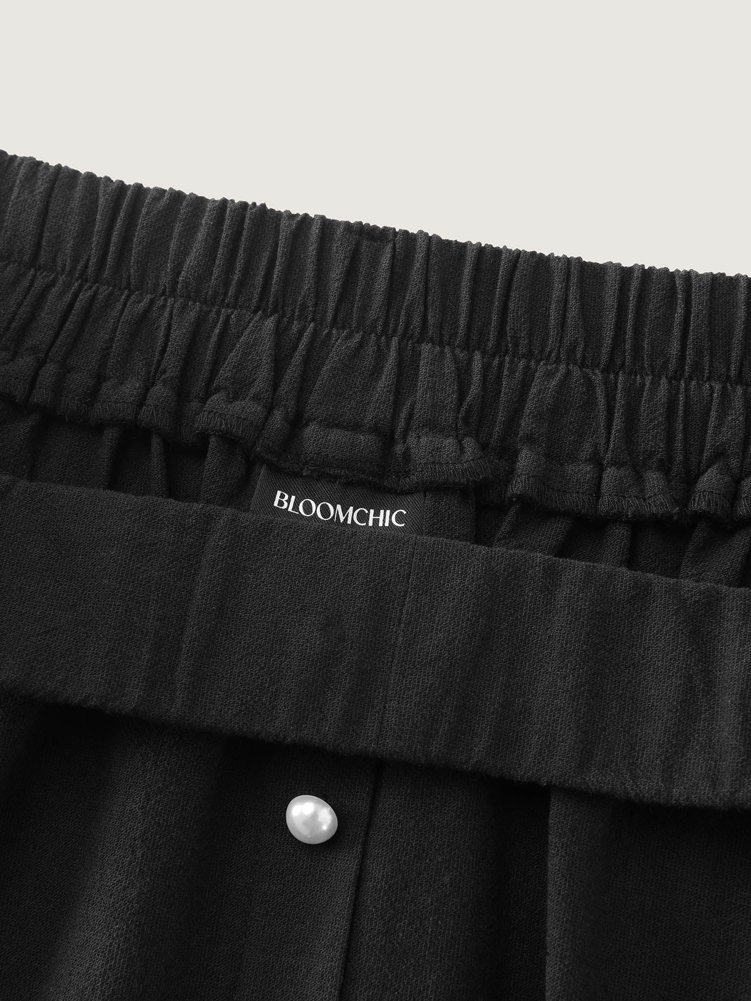 Pearl Button Pockets Midi Skirt - Image 6