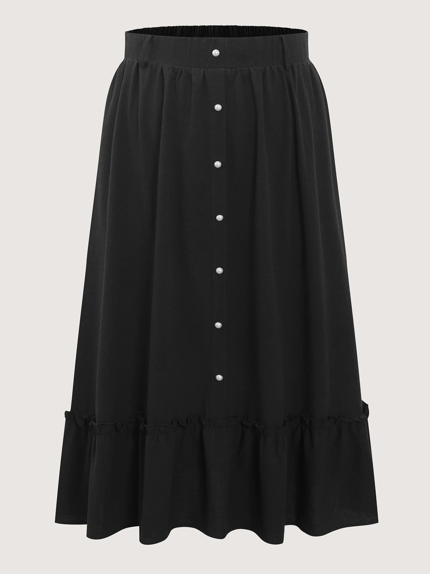 Pearl Button Pockets Midi Skirt - Image 8