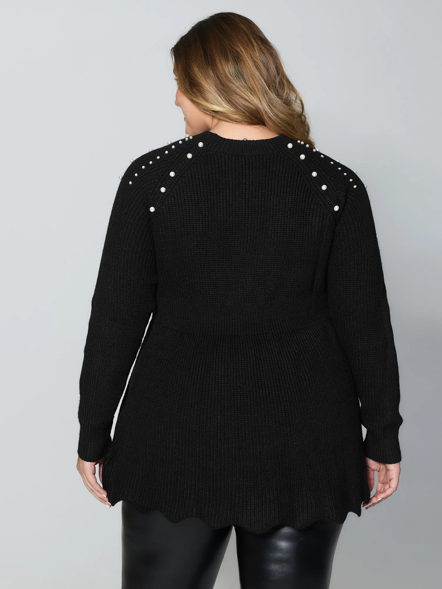 Pearl Detail Cinched-Waist A-Line Pullover - Image 4